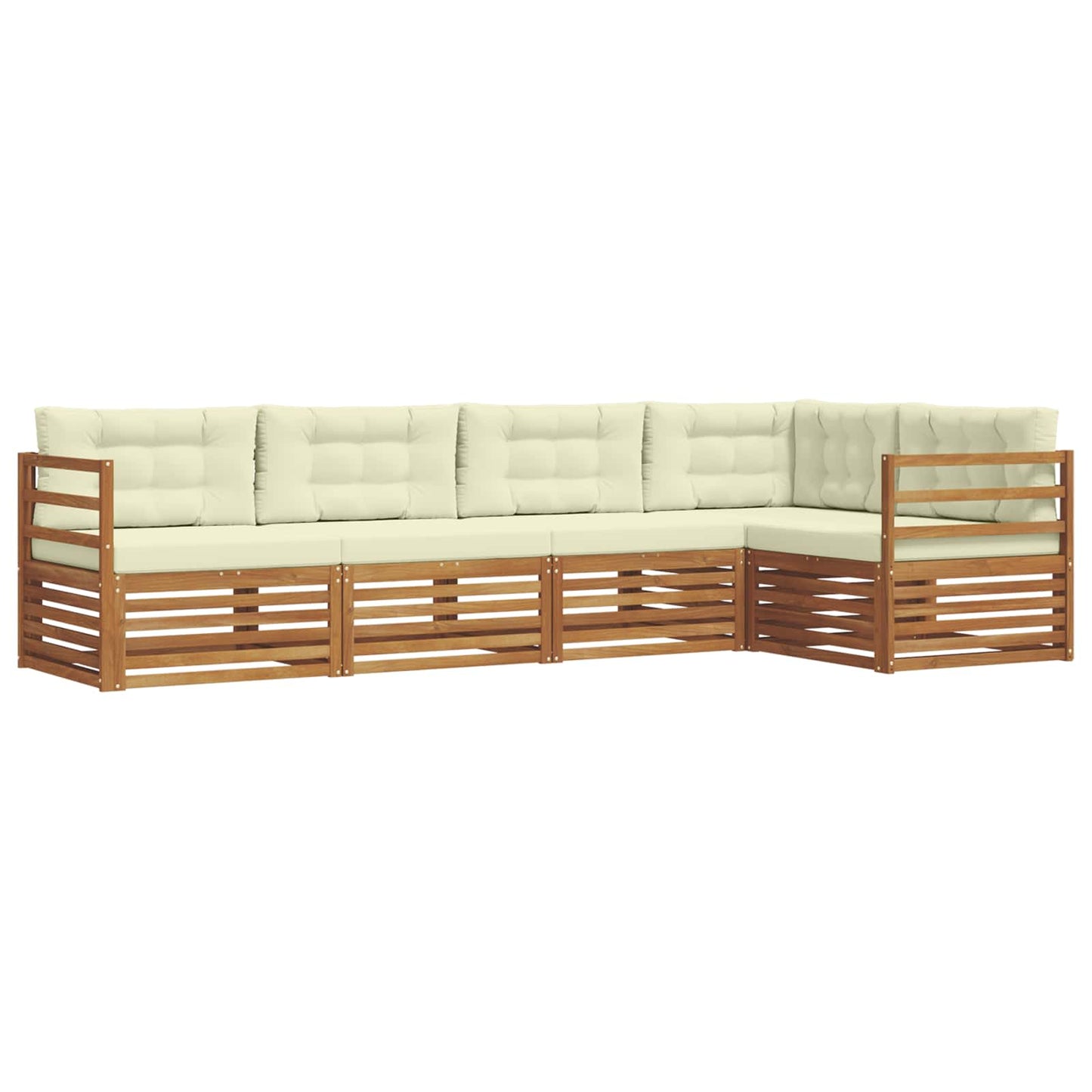 vidaXL Σειρά Καναπέ Εξωτερικού με μαξιλάρι 5 pcs Φυσικό και Κρέμα