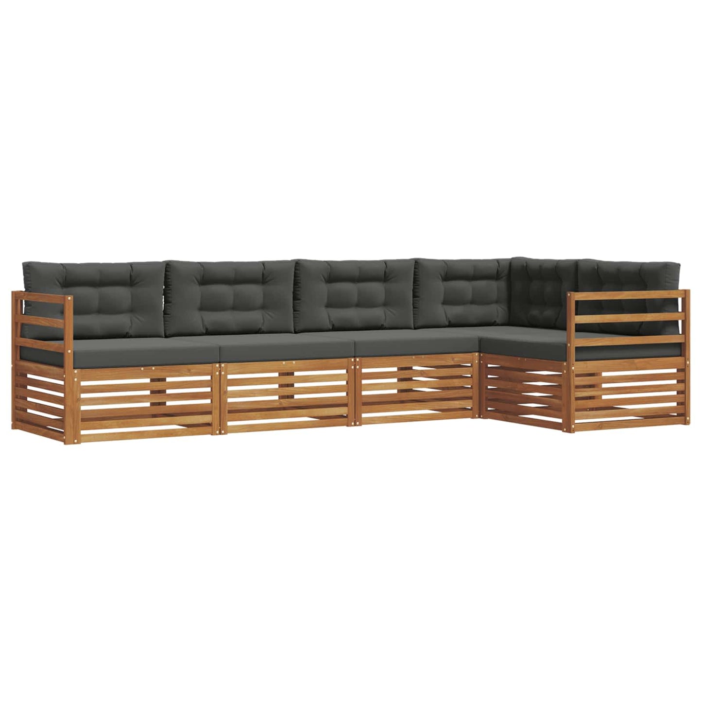 vidaXL Σειρά Καναπέ Εξωτερικού με μαξιλάρι 5 pcs Φυσικό και Ανθρακί
