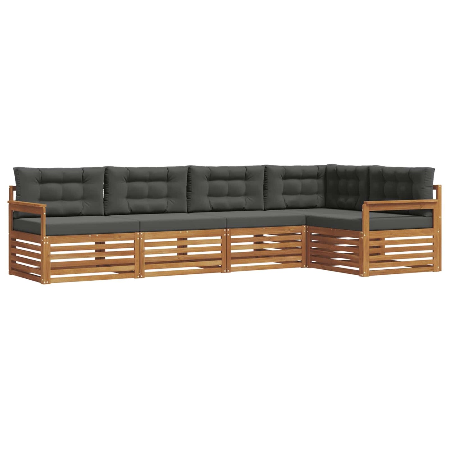 vidaXL Σειρά Καναπέ Εξωτερικού με μαξιλάρι 5 pcs Φυσικό και Ανθρακί