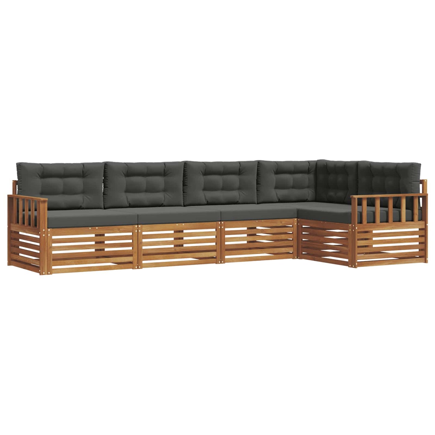 vidaXL Σειρά Καναπέ Εξωτερικού με μαξιλάρι 5 pcs Φυσικό και Ανθρακί