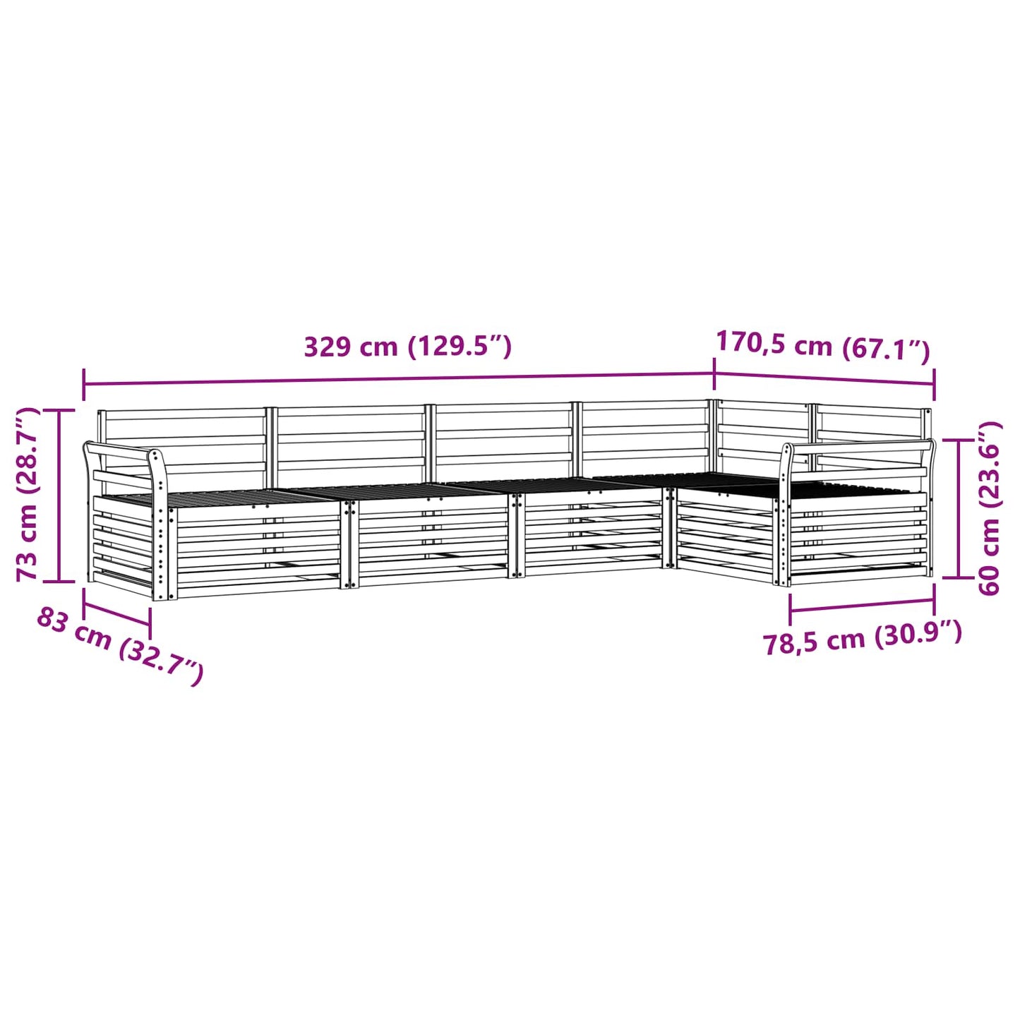 vidaXL Σειρά Καναπέ Εξωτερικού 5 pcs Φυσικό