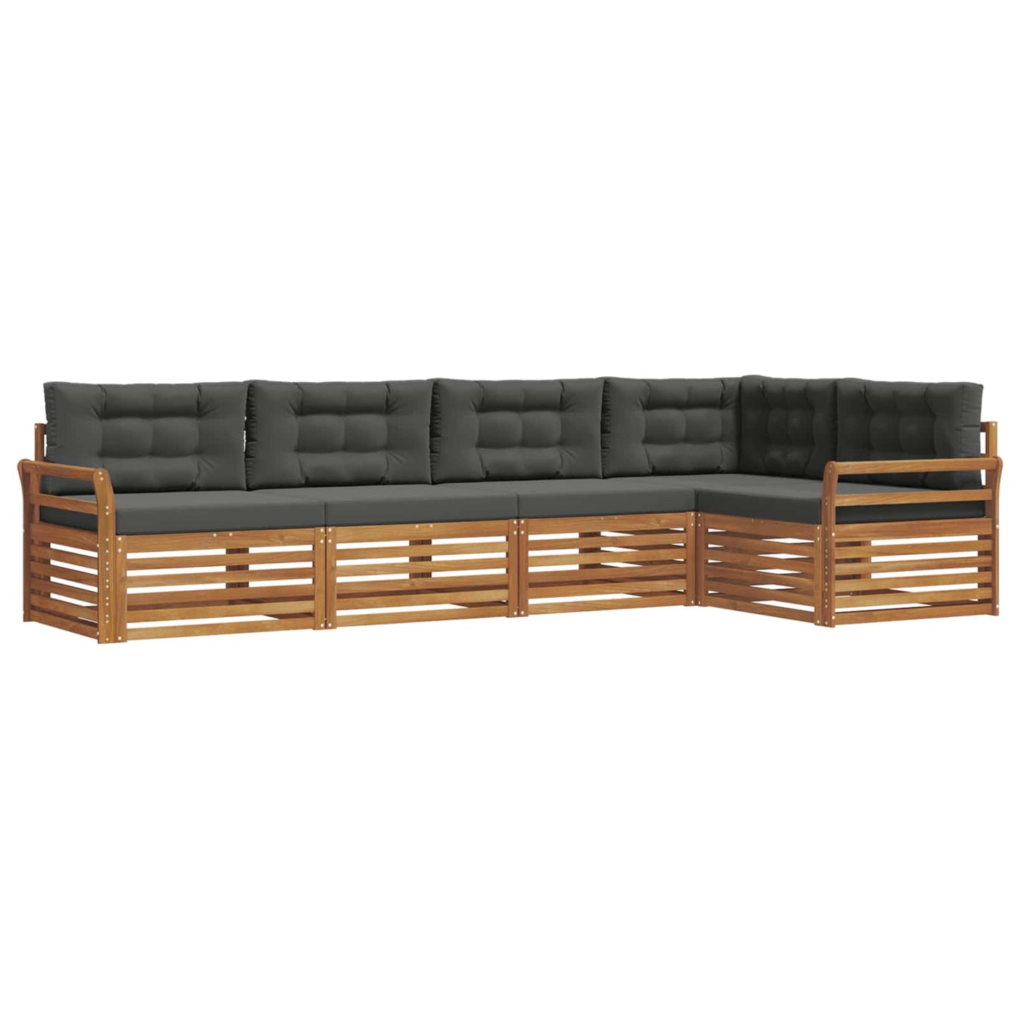 vidaXL Σειρά Καναπέ Εξωτερικού με μαξιλάρι 5 pcs Φυσικό και Ανθρακί