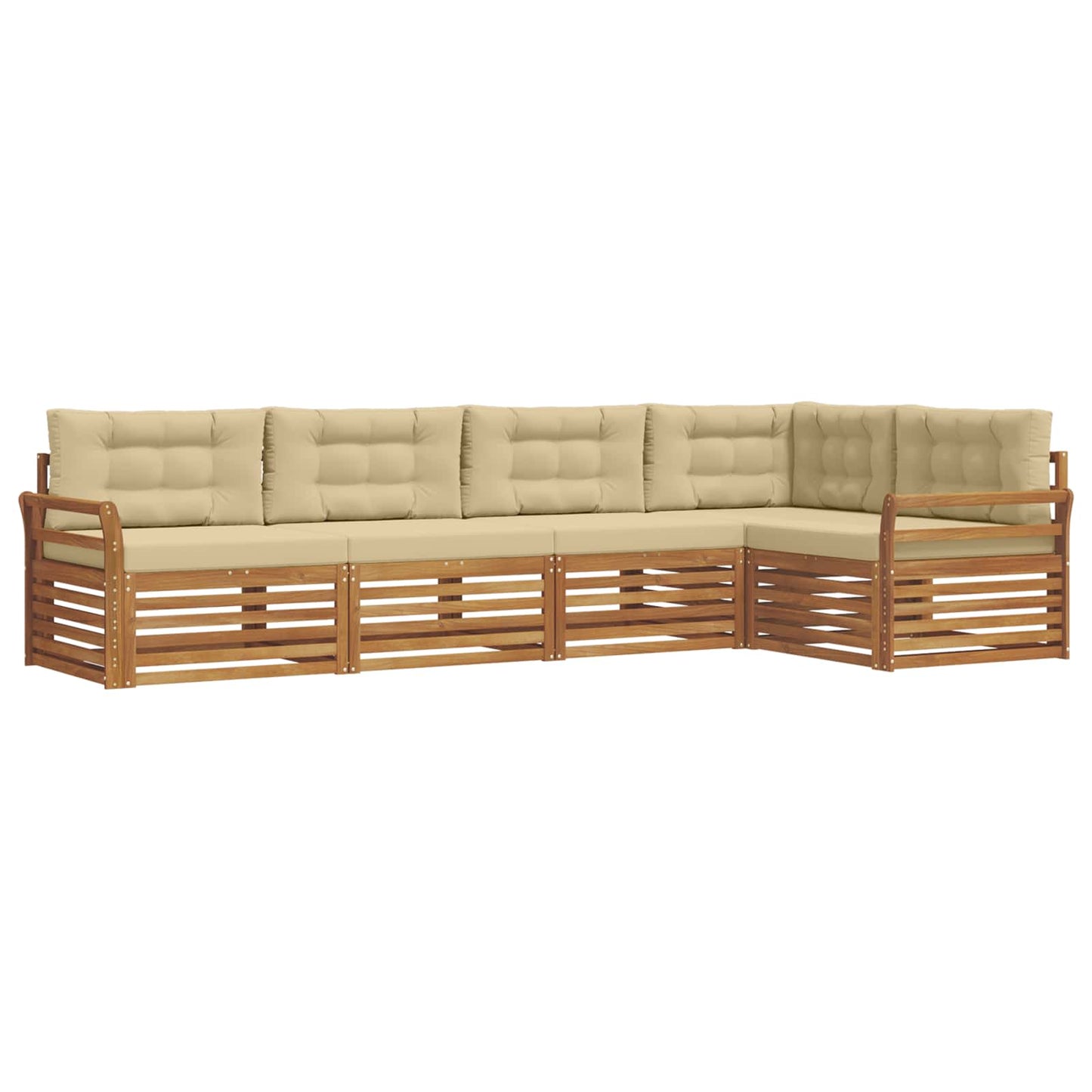vidaXL Σειρά Καναπέ Εξωτερικού με μαξιλάρι 5 pcs Φυσικό και Μπεζ