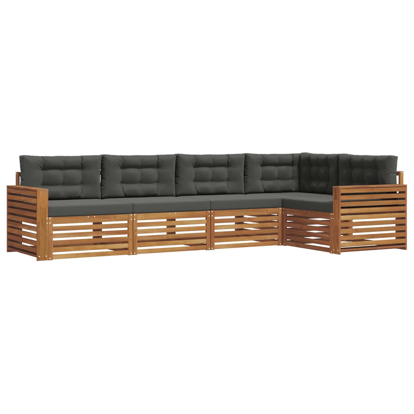vidaXL Σειρά Καναπέ Εξωτερικού με μαξιλάρι 5 pcs Φυσικό και Ανθρακί