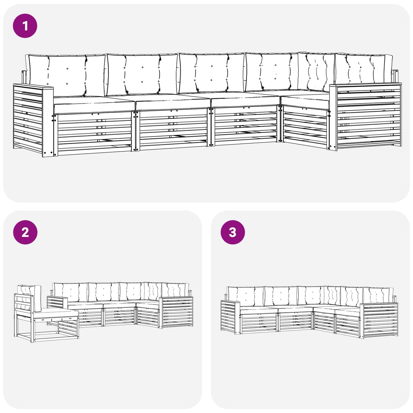vidaXL Σειρά Καναπέ Εξωτερικού με μαξιλάρι 5 pcs Φυσικό και Ανθρακί