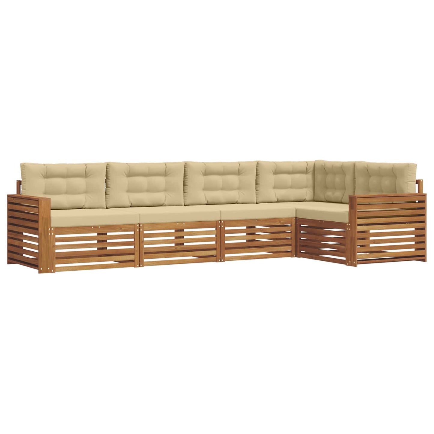 vidaXL Σειρά Καναπέ Εξωτερικού με μαξιλάρι 5 pcs Φυσικό και Μπεζ