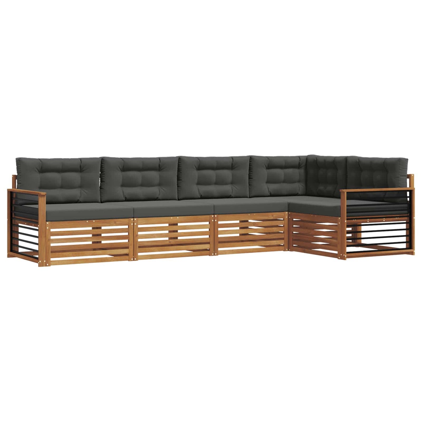 vidaXL Σειρά Καναπέ Εξωτερικού με μαξιλάρι 5 pcs Φυσικό και Ανθρακί