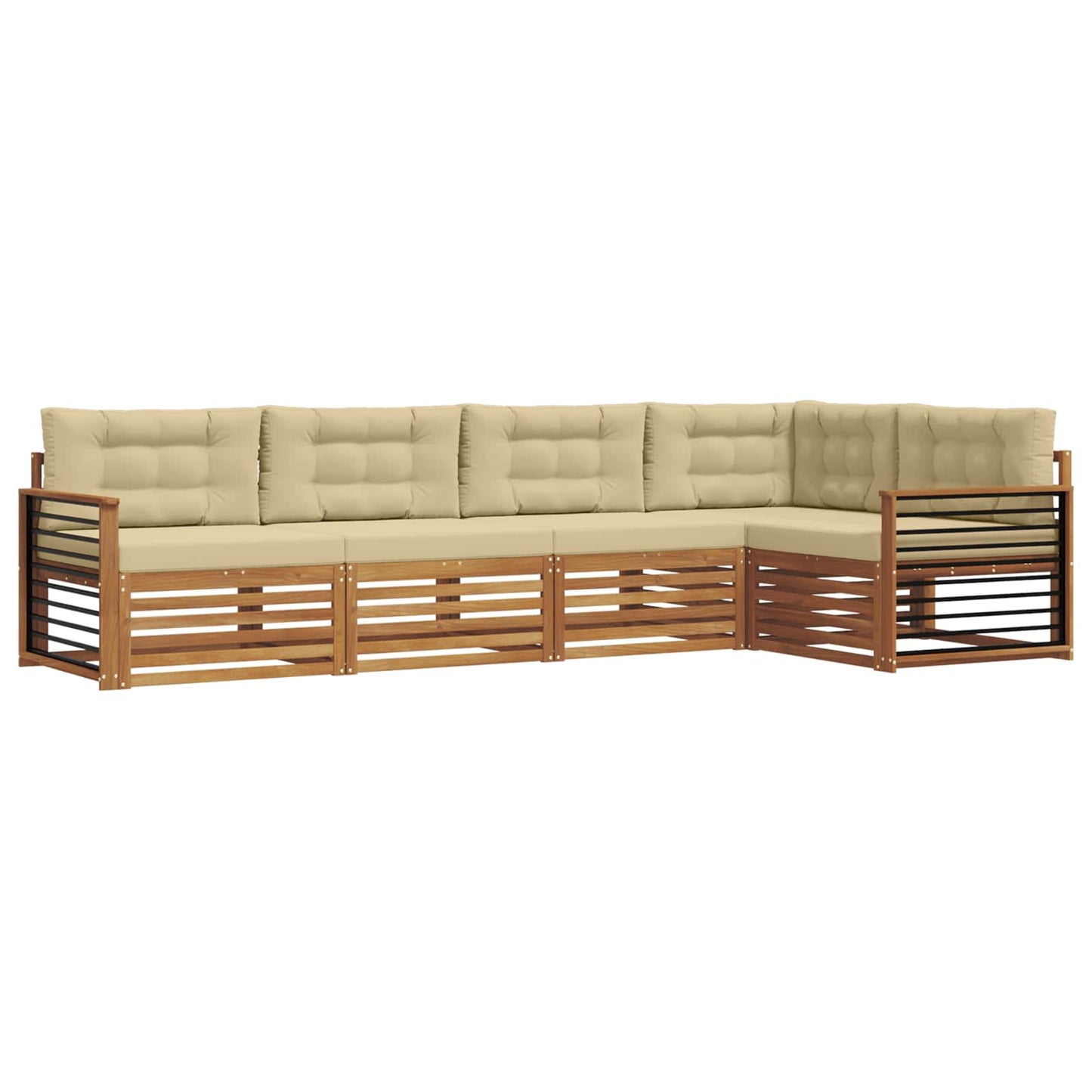 vidaXL Σειρά Καναπέ Εξωτερικού με μαξιλάρι 5 pcs Φυσικό και Μπεζ