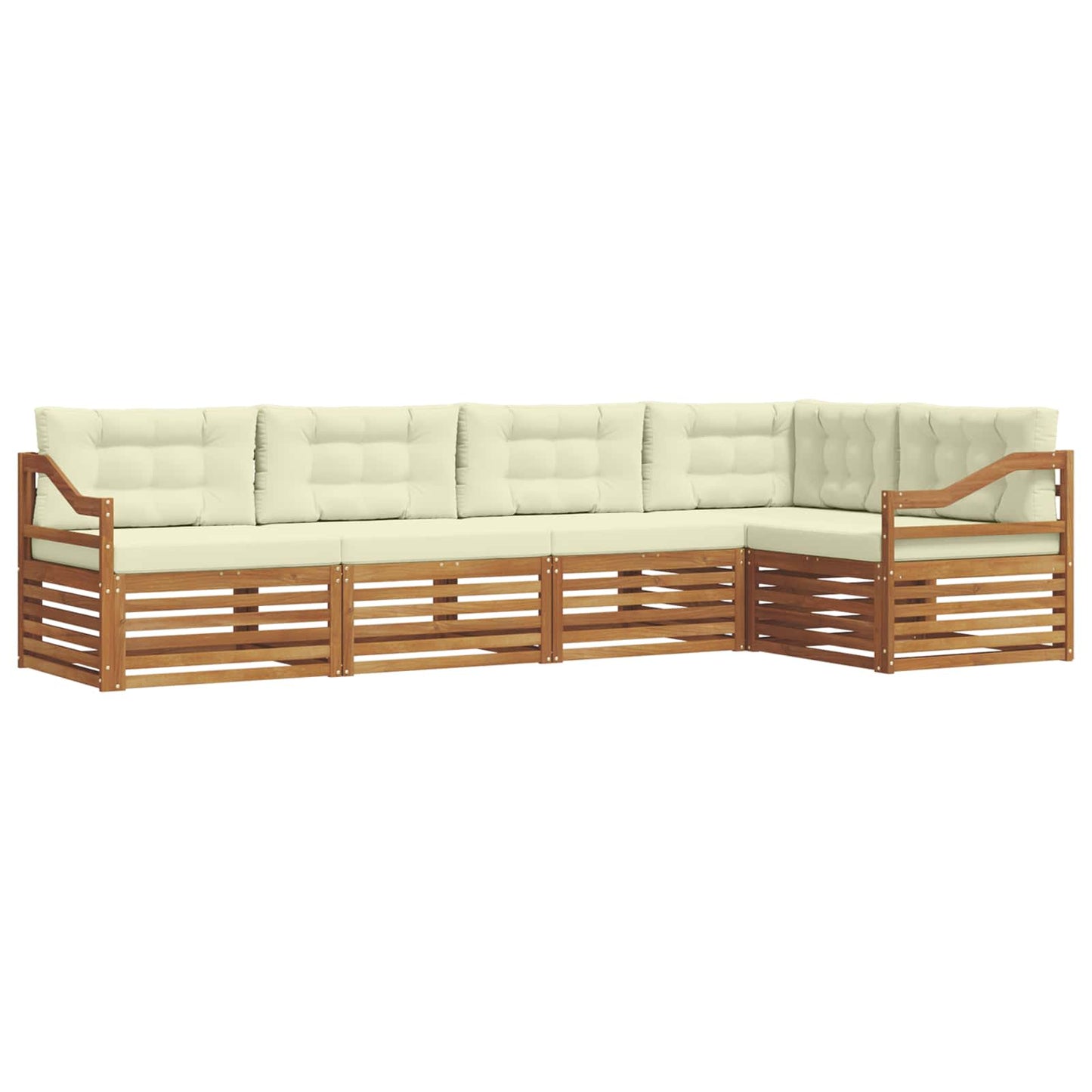 vidaXL Σειρά Καναπέ Εξωτερικού με μαξιλάρι 5 pcs Φυσικό και Κρέμα