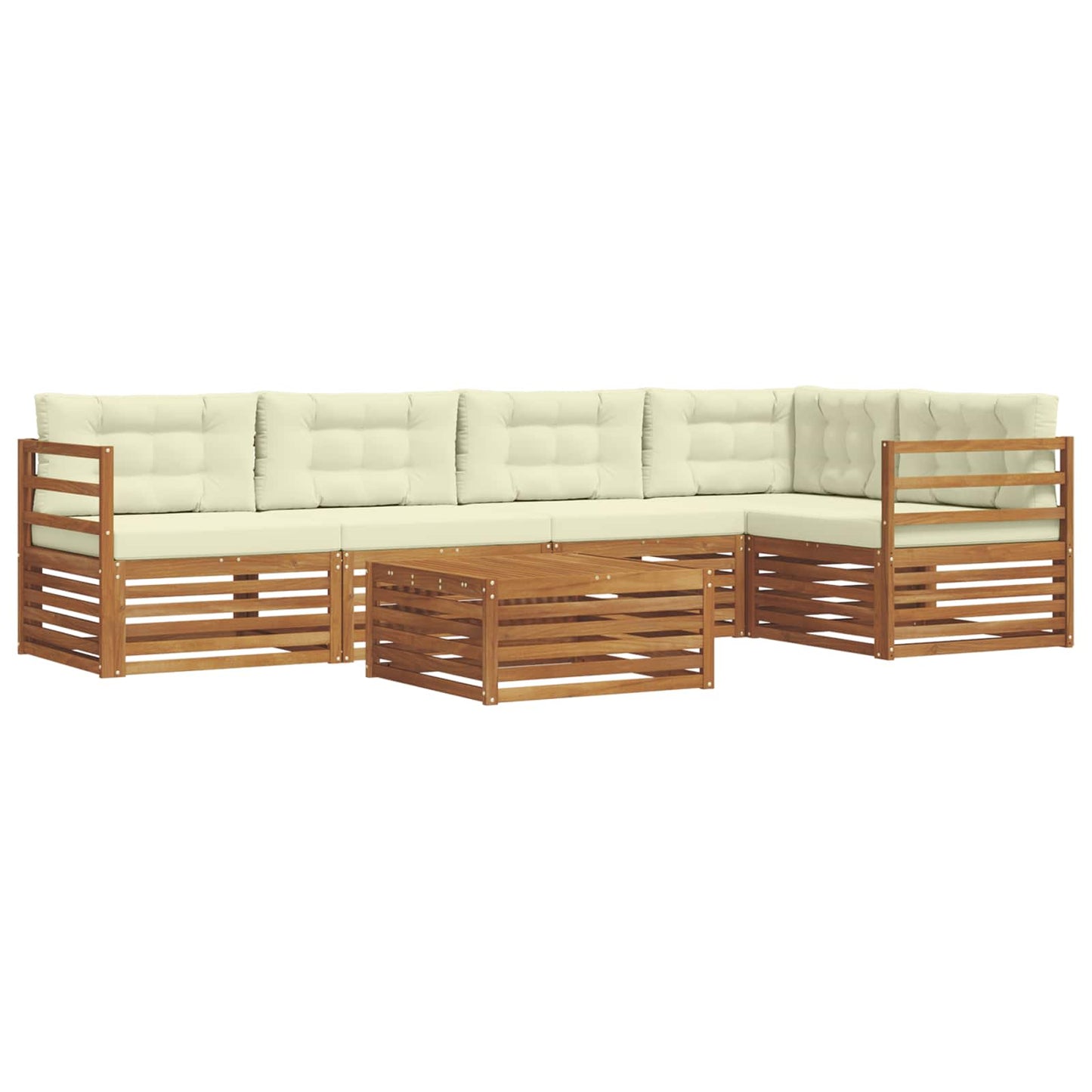 vidaXL Σειρά Καναπέ Εξωτερικού με μαξιλάρι 6 pcs Φυσικό και Κρέμα