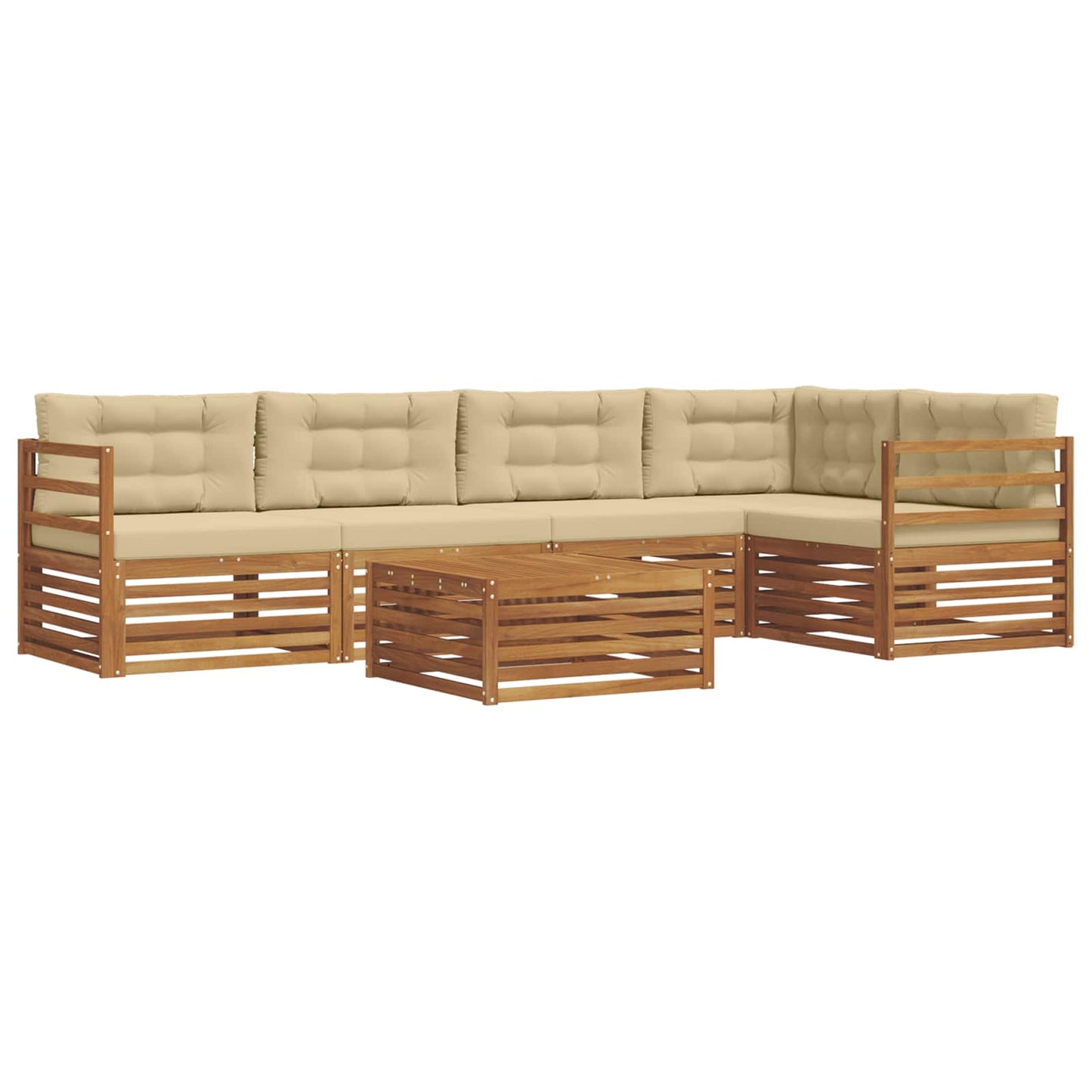 vidaXL Σειρά Καναπέ Εξωτερικού με μαξιλάρι 6 pcs Φυσικό και Μπεζ