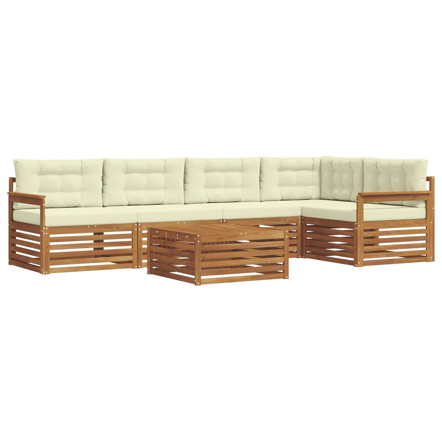 vidaXL Σειρά Καναπέ Εξωτερικού με μαξιλάρι 6 pcs Φυσικό και Κρέμα