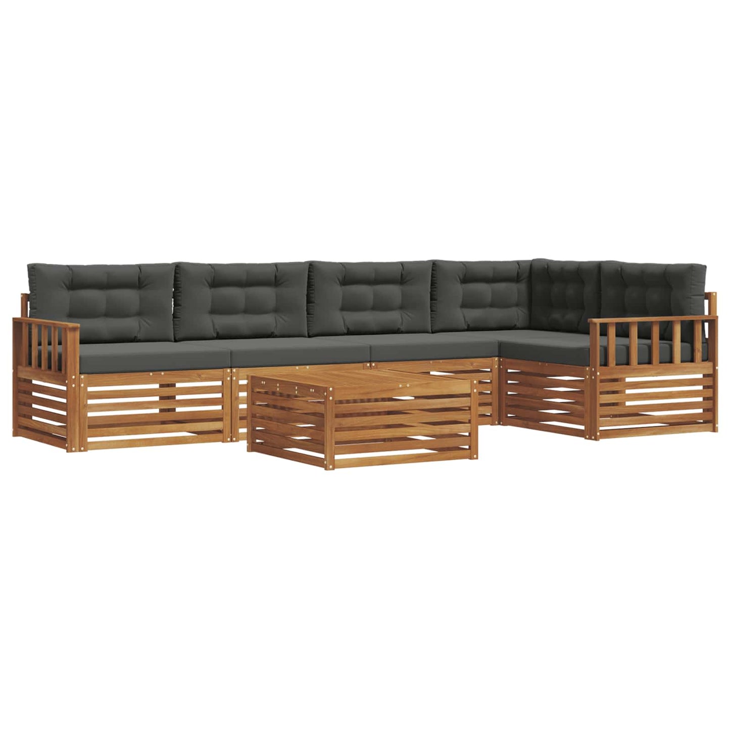 vidaXL Σειρά Καναπέ Εξωτερικού με μαξιλάρι 6 pcs Φυσικό και Ανθρακί