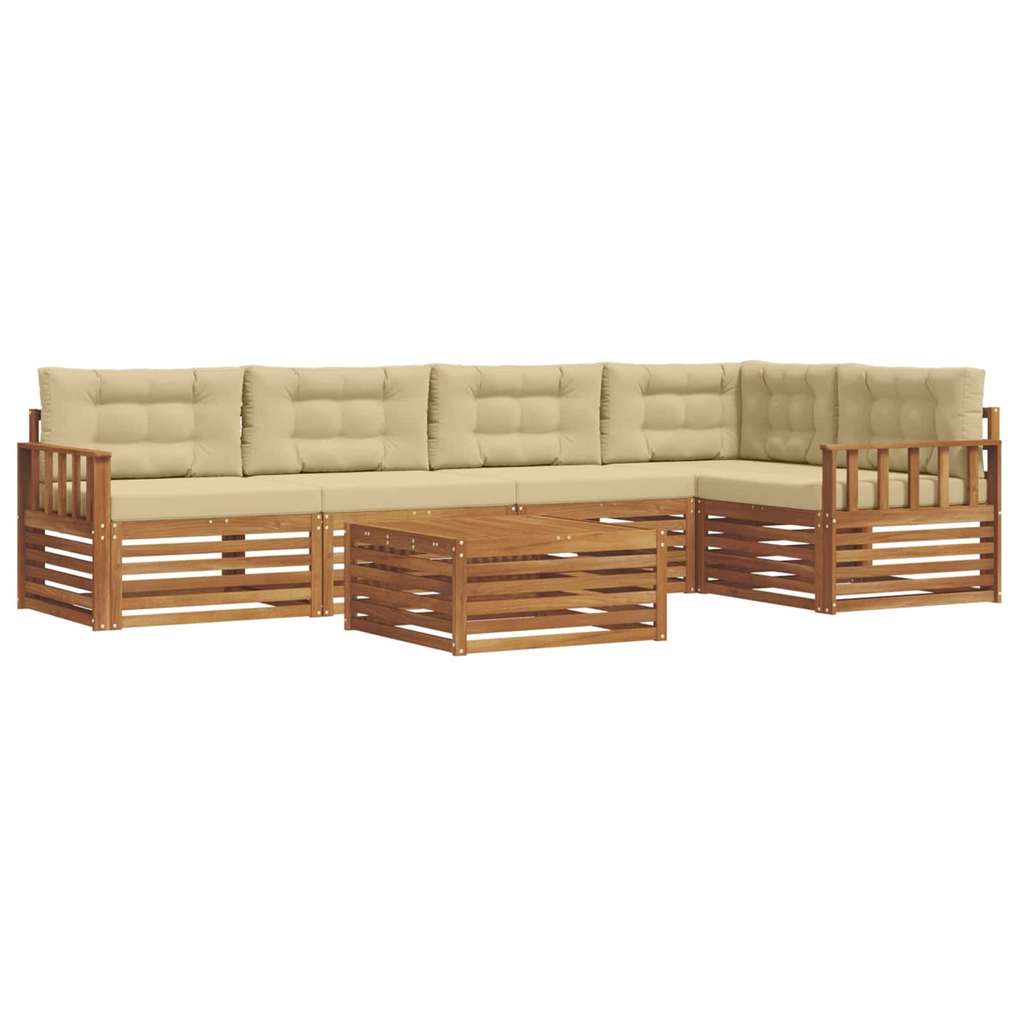 vidaXL Σειρά Καναπέ Εξωτερικού με μαξιλάρι 6 pcs Φυσικό και Μπεζ