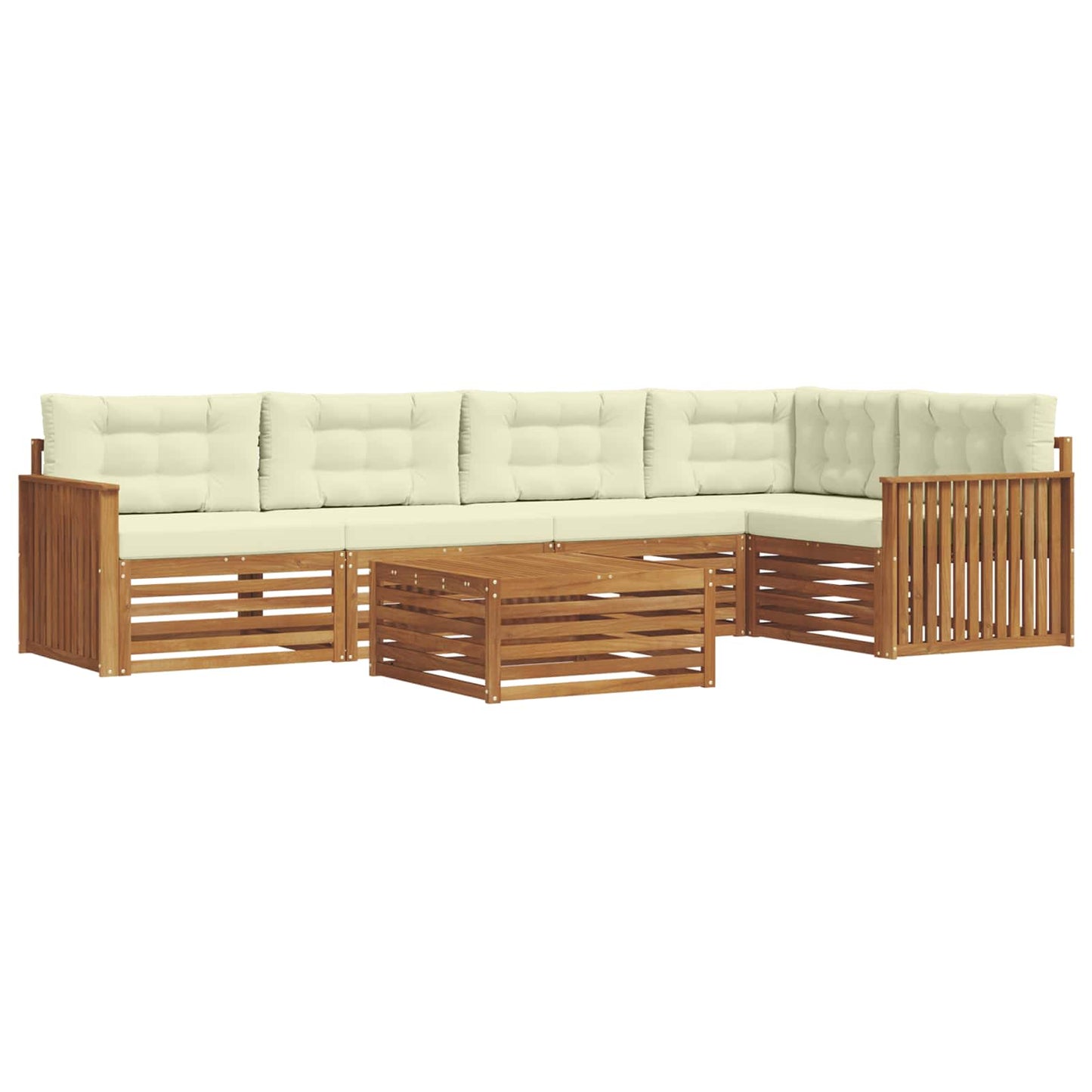 vidaXL Σειρά Καναπέ Εξωτερικού με μαξιλάρι 6 pcs Φυσικό και Κρέμα
