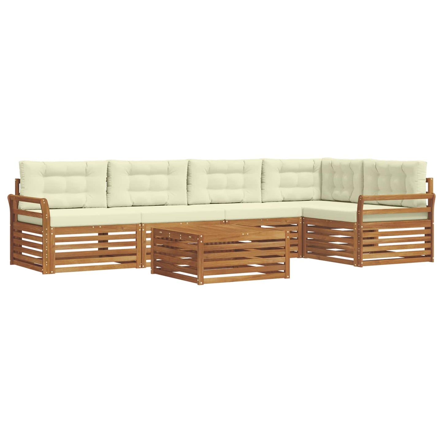 vidaXL Σειρά Καναπέ Εξωτερικού με μαξιλάρι 6 pcs Φυσικό και Κρέμα