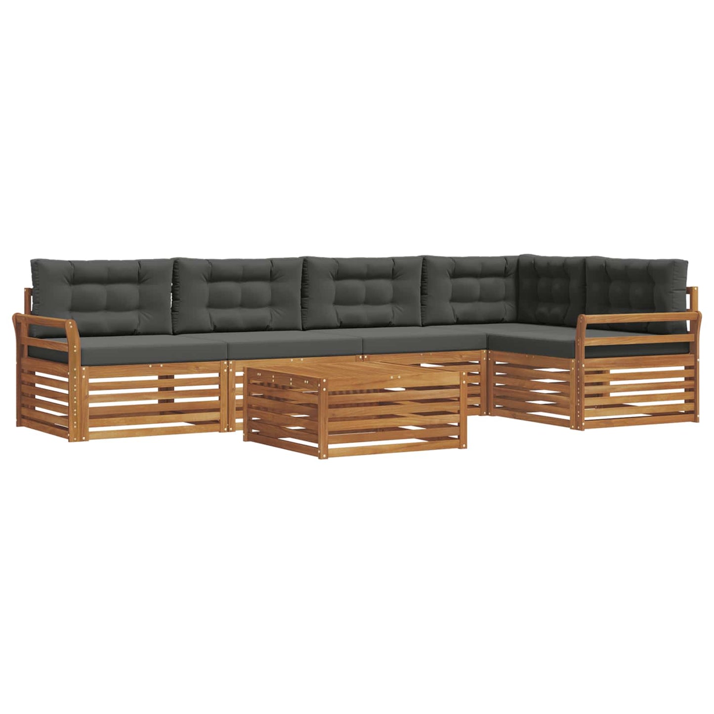 vidaXL Σειρά Καναπέ Εξωτερικού με μαξιλάρι 6 pcs Φυσικό και Ανθρακί