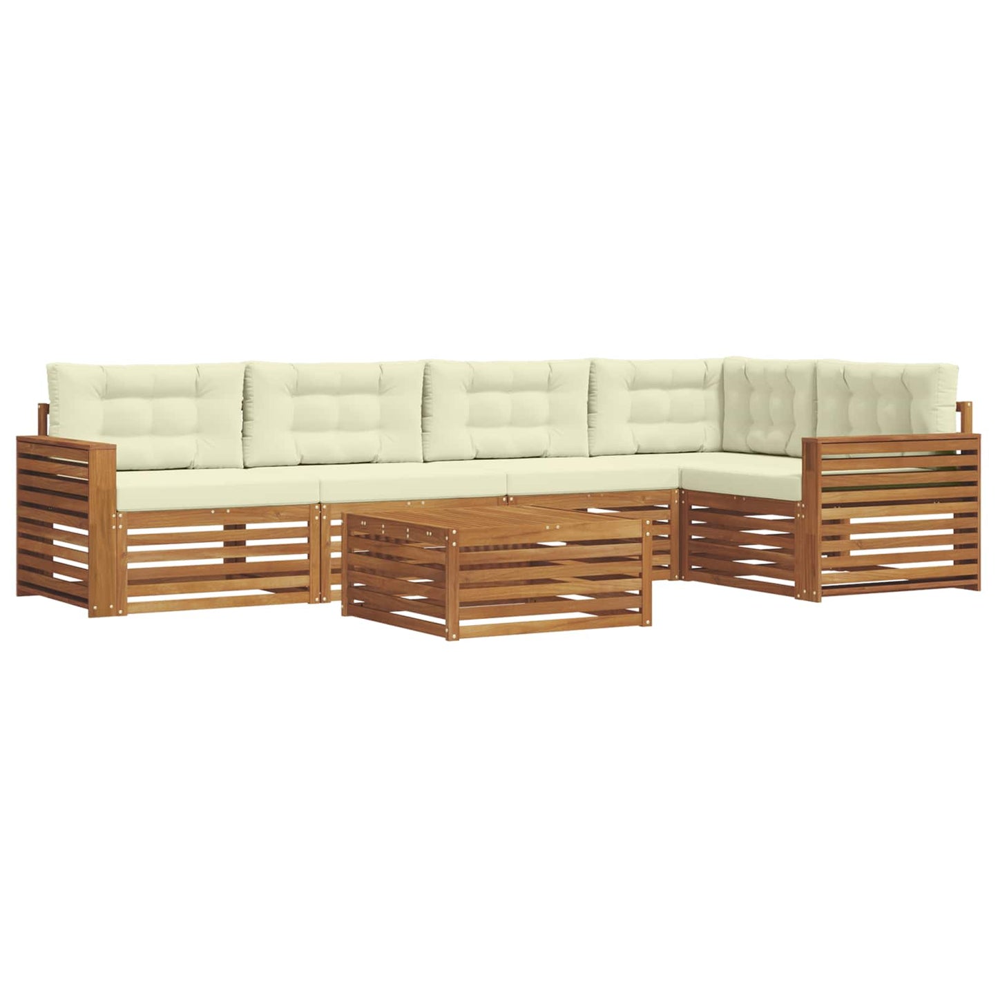 vidaXL Σειρά Καναπέ Εξωτερικού με μαξιλάρι 6 pcs Φυσικό και Κρέμα