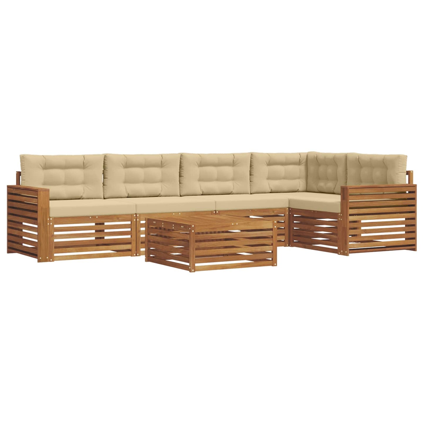 vidaXL Σειρά Καναπέ Εξωτερικού με μαξιλάρι 6 pcs Φυσικό και Μπεζ