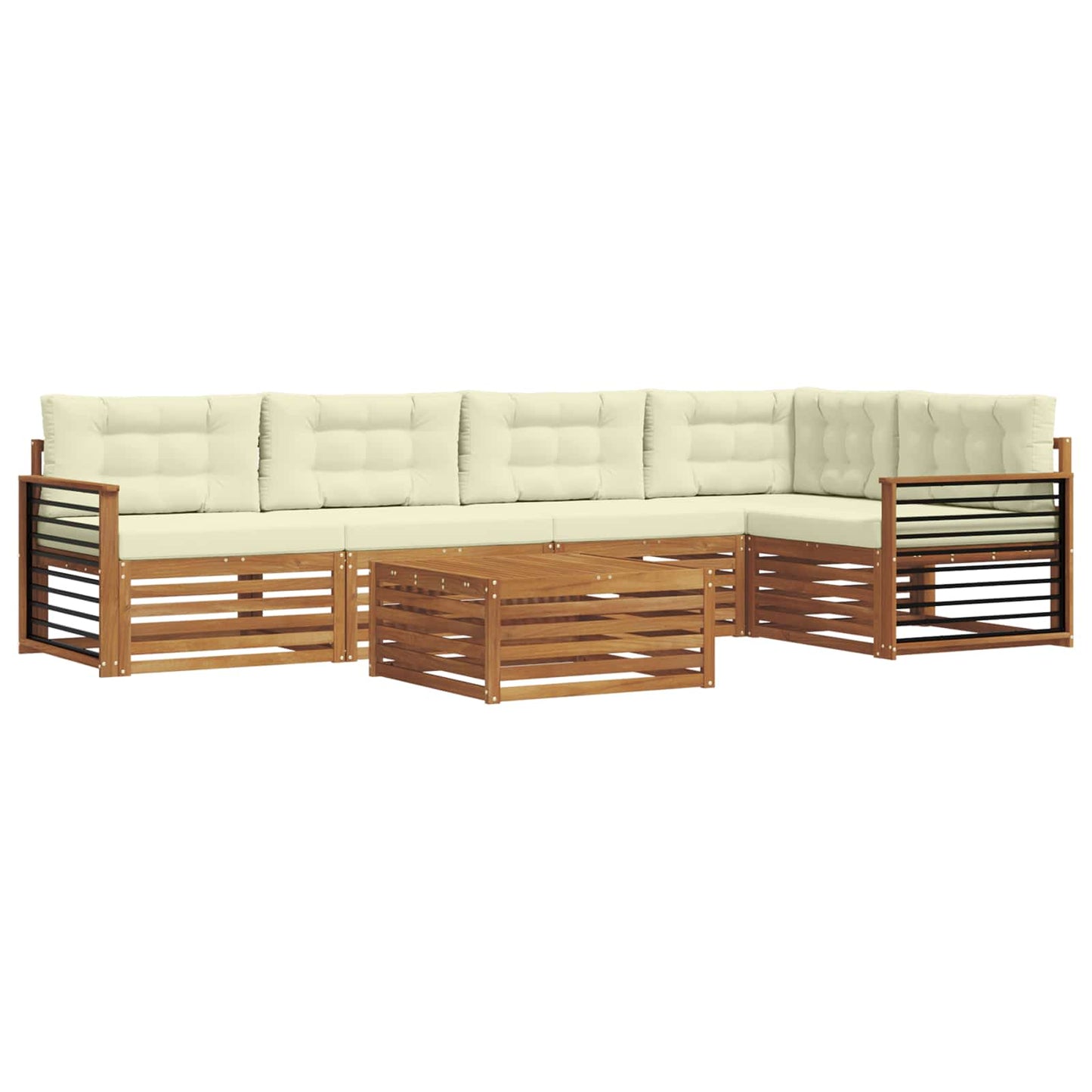 vidaXL Σειρά Καναπέ Εξωτερικού με μαξιλάρι 6 pcs Φυσικό και Κρέμα