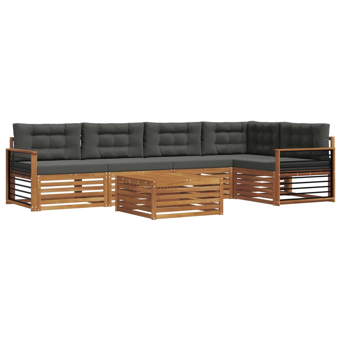 vidaXL Σειρά Καναπέ Εξωτερικού με μαξιλάρι 6 pcs Φυσικό και Ανθρακί