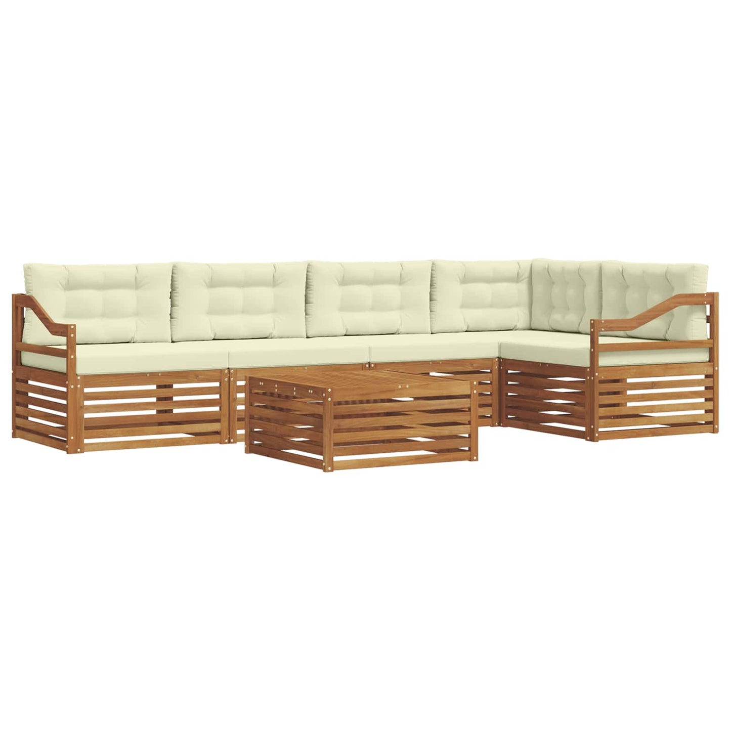 vidaXL Σειρά Καναπέ Εξωτερικού με μαξιλάρι 6 pcs Φυσικό και Κρέμα