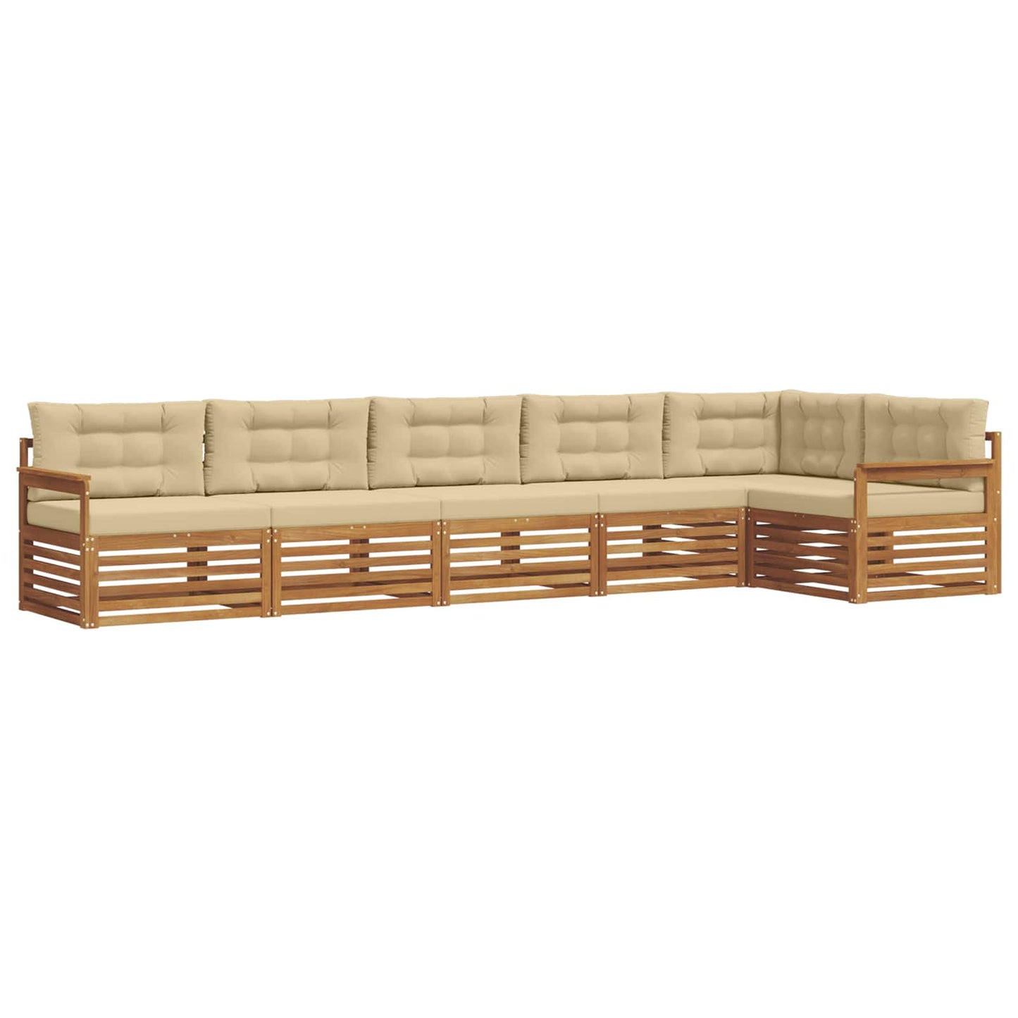 vidaXL Σειρά Καναπέ Εξωτερικού με μαξιλάρι 6 pcs Φυσικό και Μπεζ