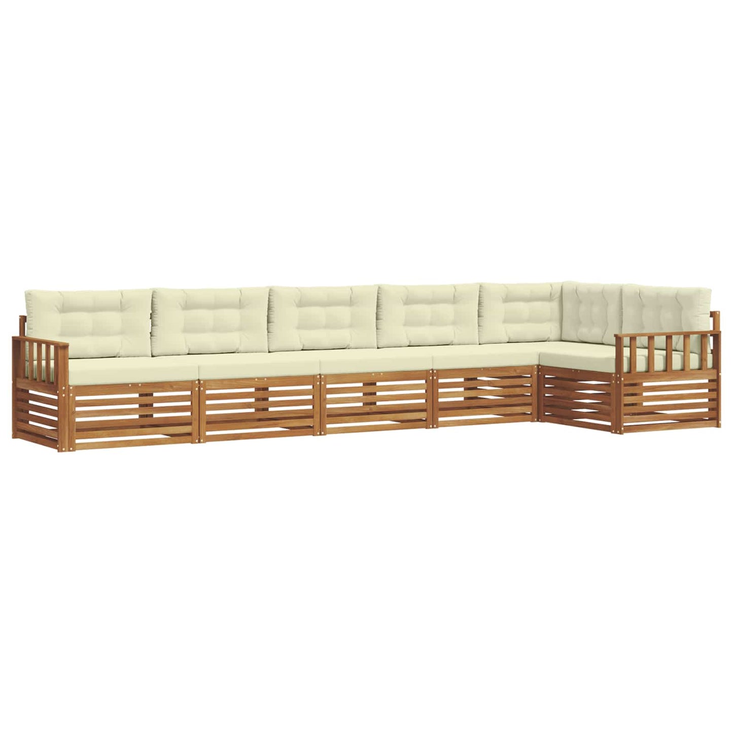 vidaXL Σειρά Καναπέ Εξωτερικού με μαξιλάρι 6 pcs Φυσικό και Κρέμα