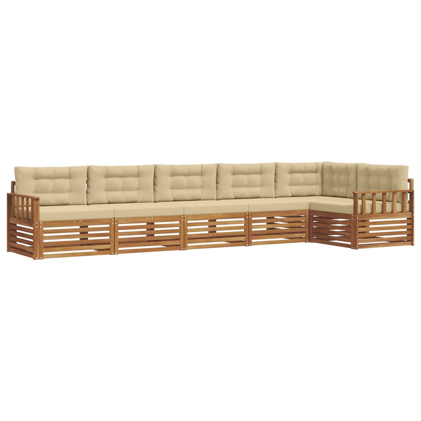 vidaXL Σειρά Καναπέ Εξωτερικού με μαξιλάρι 6 pcs Φυσικό και Μπεζ