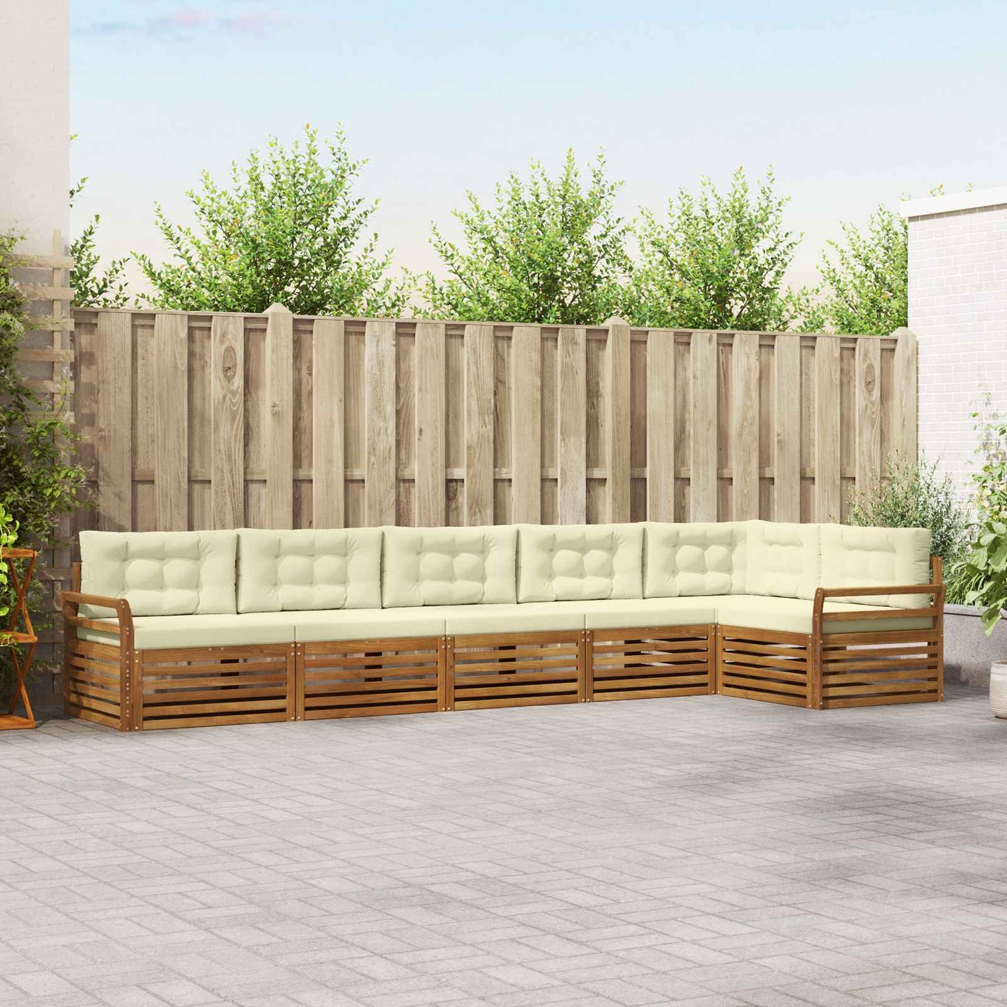 vidaXL Σειρά Καναπέ Εξωτερικού με μαξιλάρι 6 pcs Φυσικό και Κρέμα