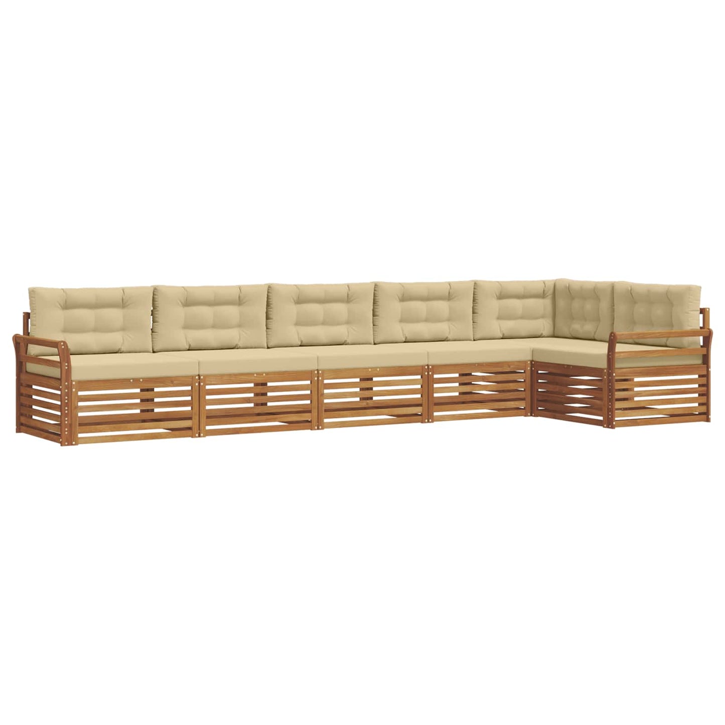 vidaXL Σειρά Καναπέ Εξωτερικού με μαξιλάρι 6 pcs Φυσικό και Μπεζ