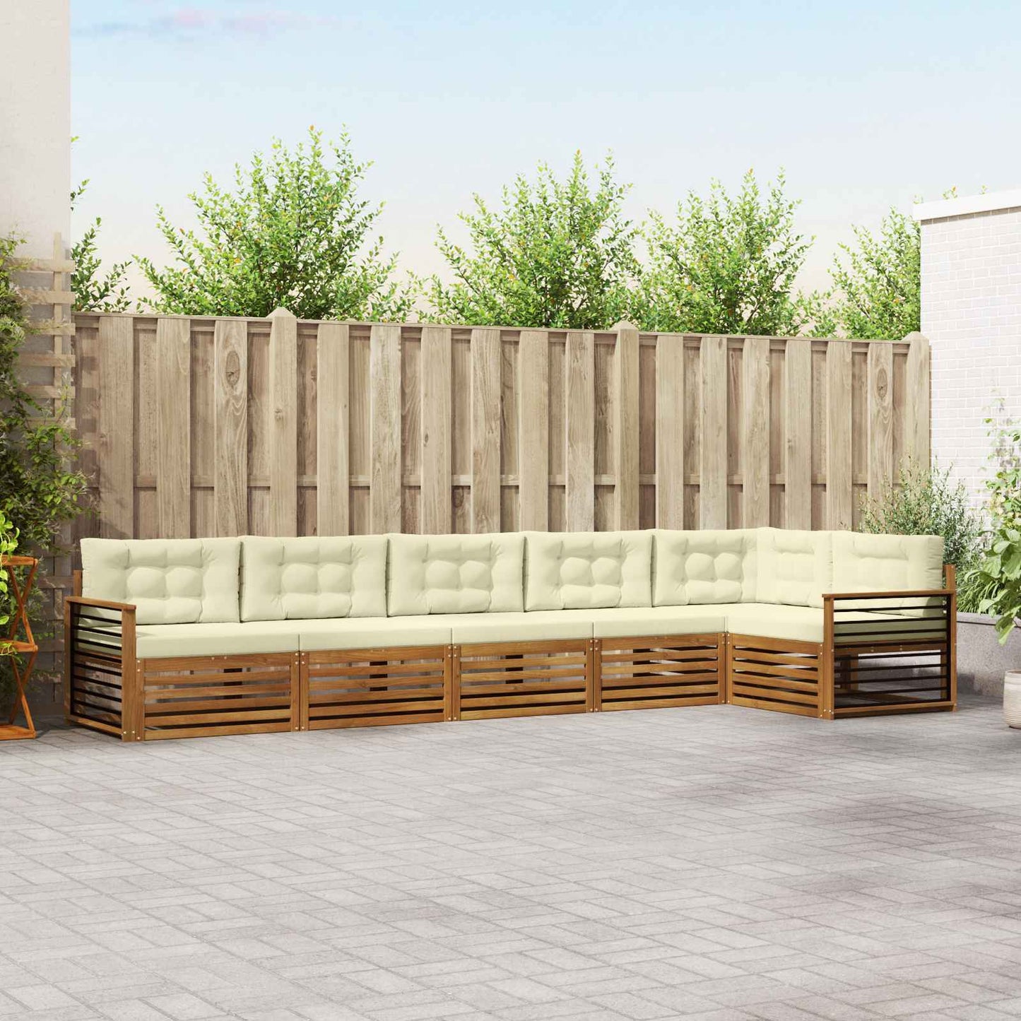 vidaXL Σειρά Καναπέ Εξωτερικού με μαξιλάρι 6 pcs Φυσικό και Κρέμα