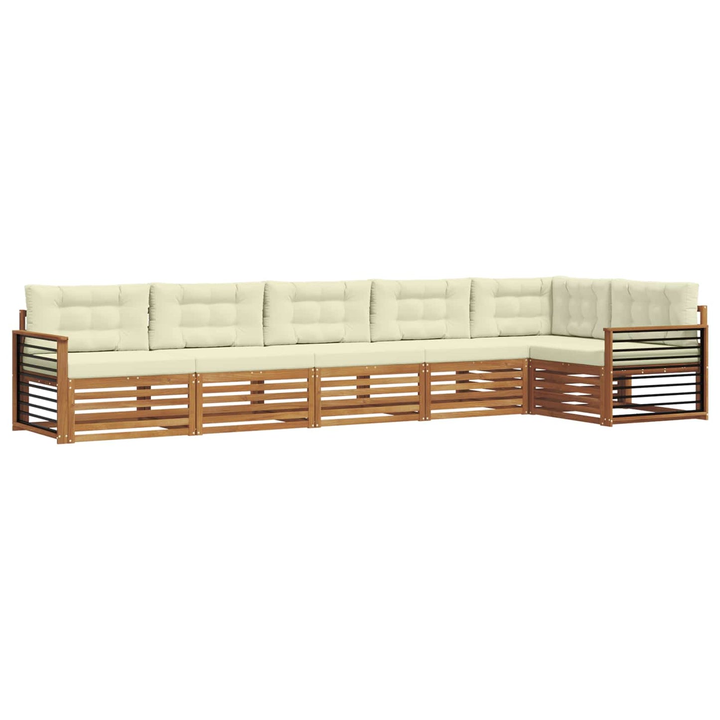 vidaXL Σειρά Καναπέ Εξωτερικού με μαξιλάρι 6 pcs Φυσικό και Κρέμα