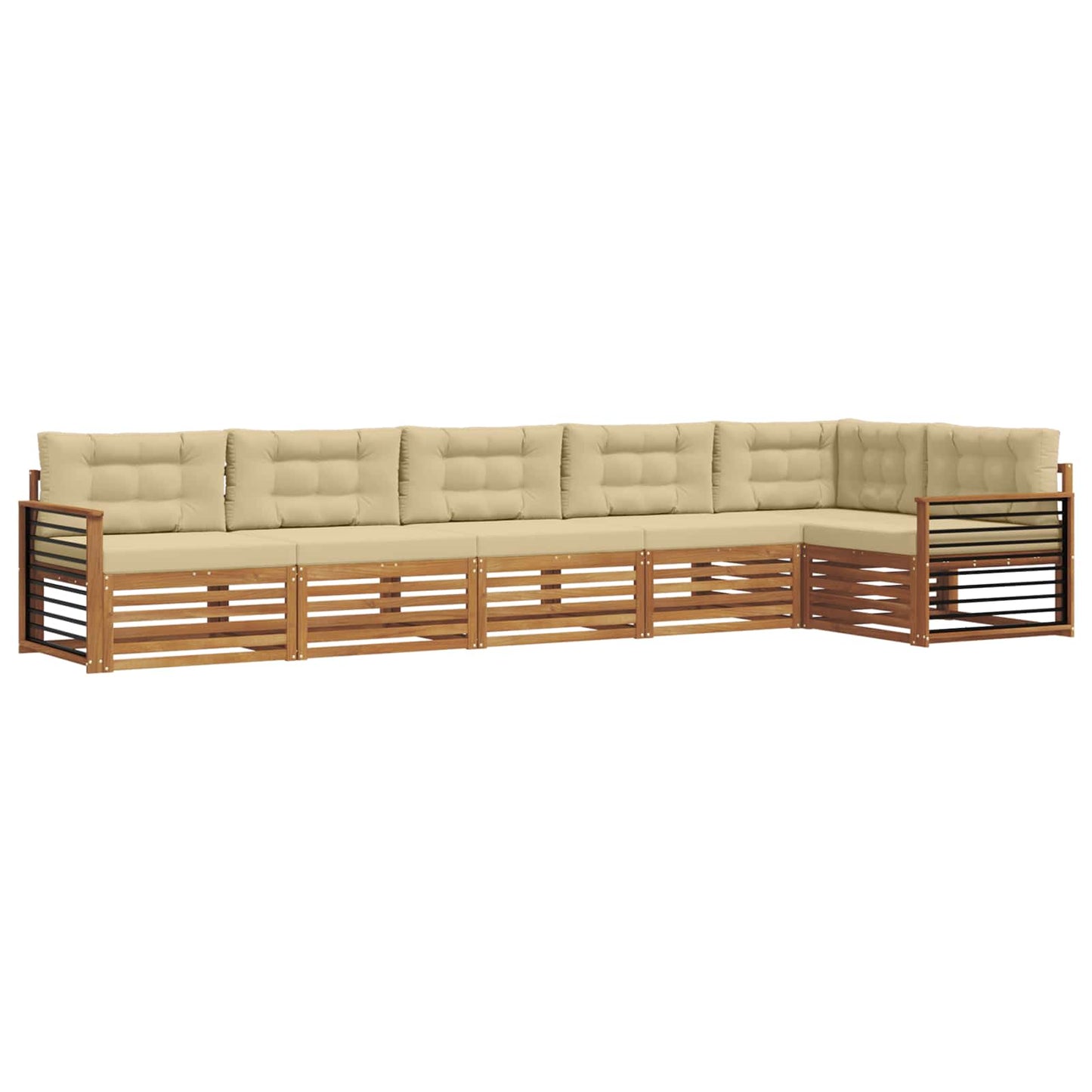 vidaXL Σειρά Καναπέ Εξωτερικού με μαξιλάρι 6 pcs Φυσικό και Μπεζ