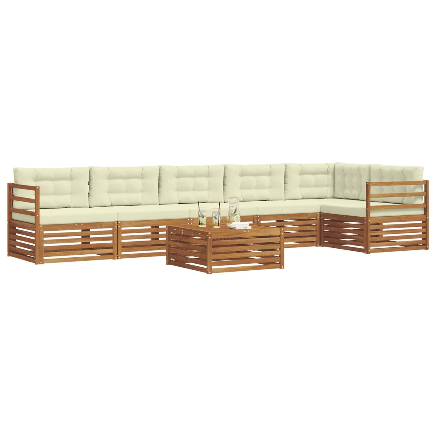 vidaXL Σειρά Καναπέ Εξωτερικού με μαξιλάρι 7 pcs Φυσικό και Κρέμα