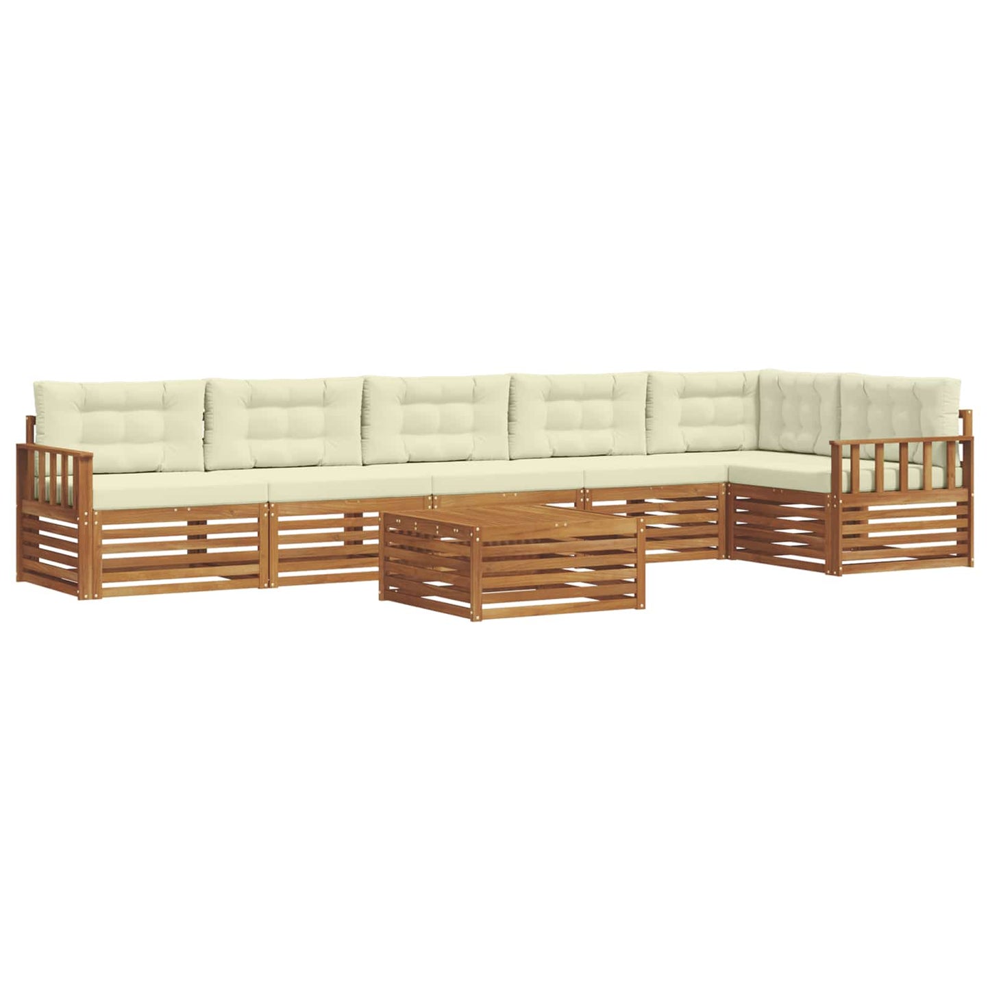 vidaXL Σειρά Καναπέ Εξωτερικού με μαξιλάρι 7 pcs Φυσικό και Κρέμα