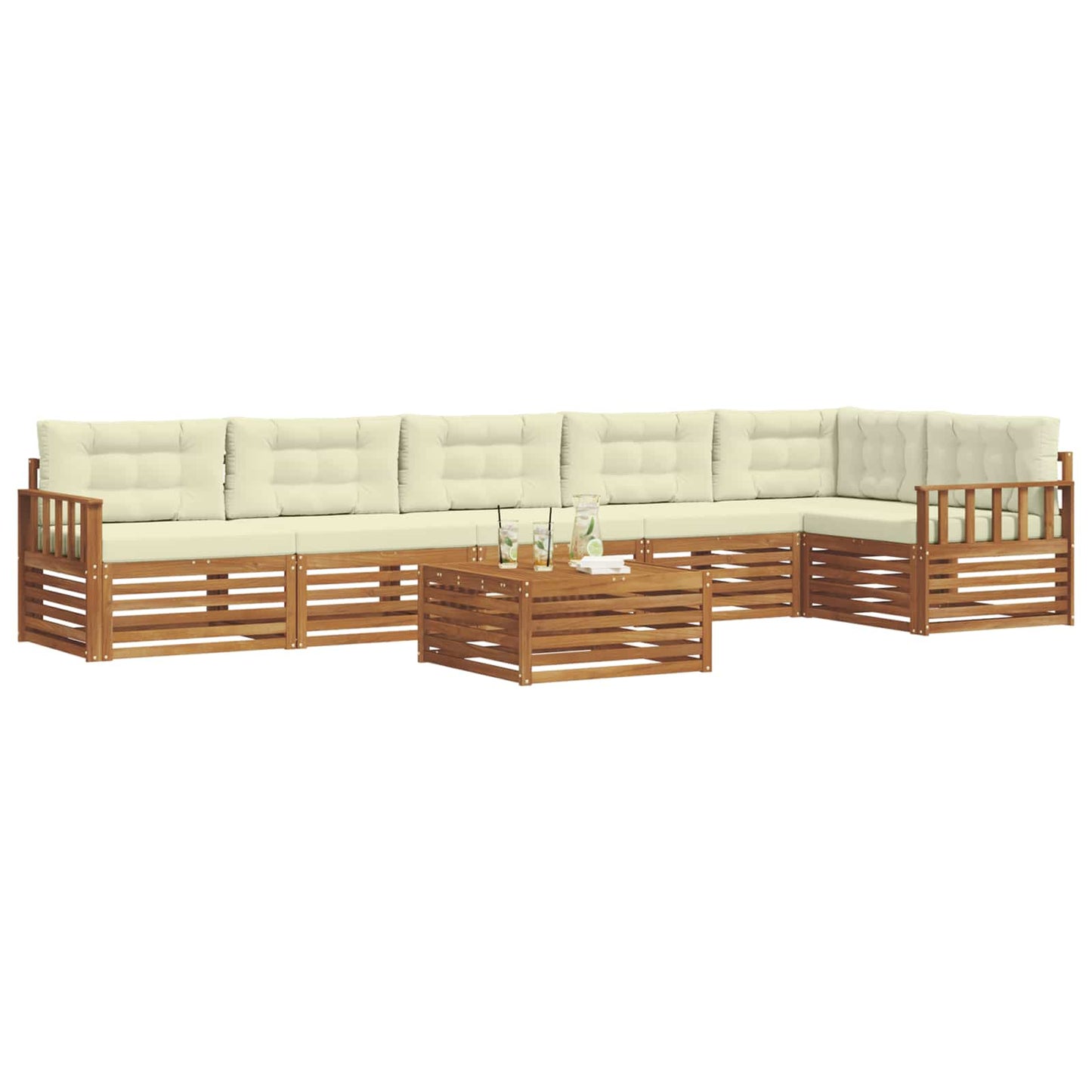 vidaXL Σειρά Καναπέ Εξωτερικού με μαξιλάρι 7 pcs Φυσικό και Κρέμα