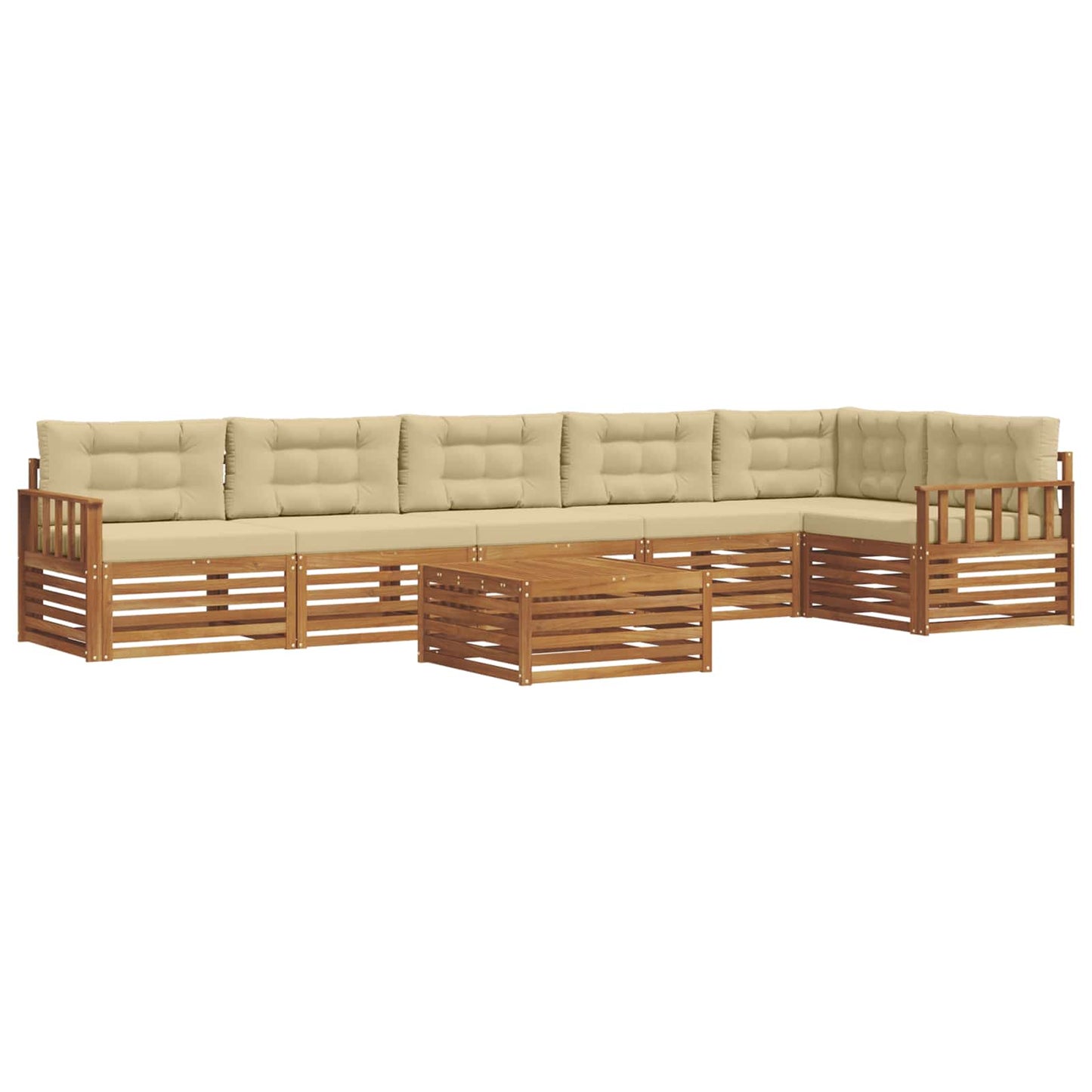 vidaXL Σειρά Καναπέ Εξωτερικού με μαξιλάρι 7 pcs Φυσικό και Μπεζ