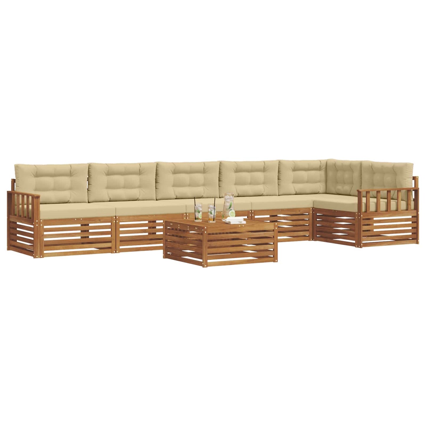 vidaXL Σειρά Καναπέ Εξωτερικού με μαξιλάρι 7 pcs Φυσικό και Μπεζ