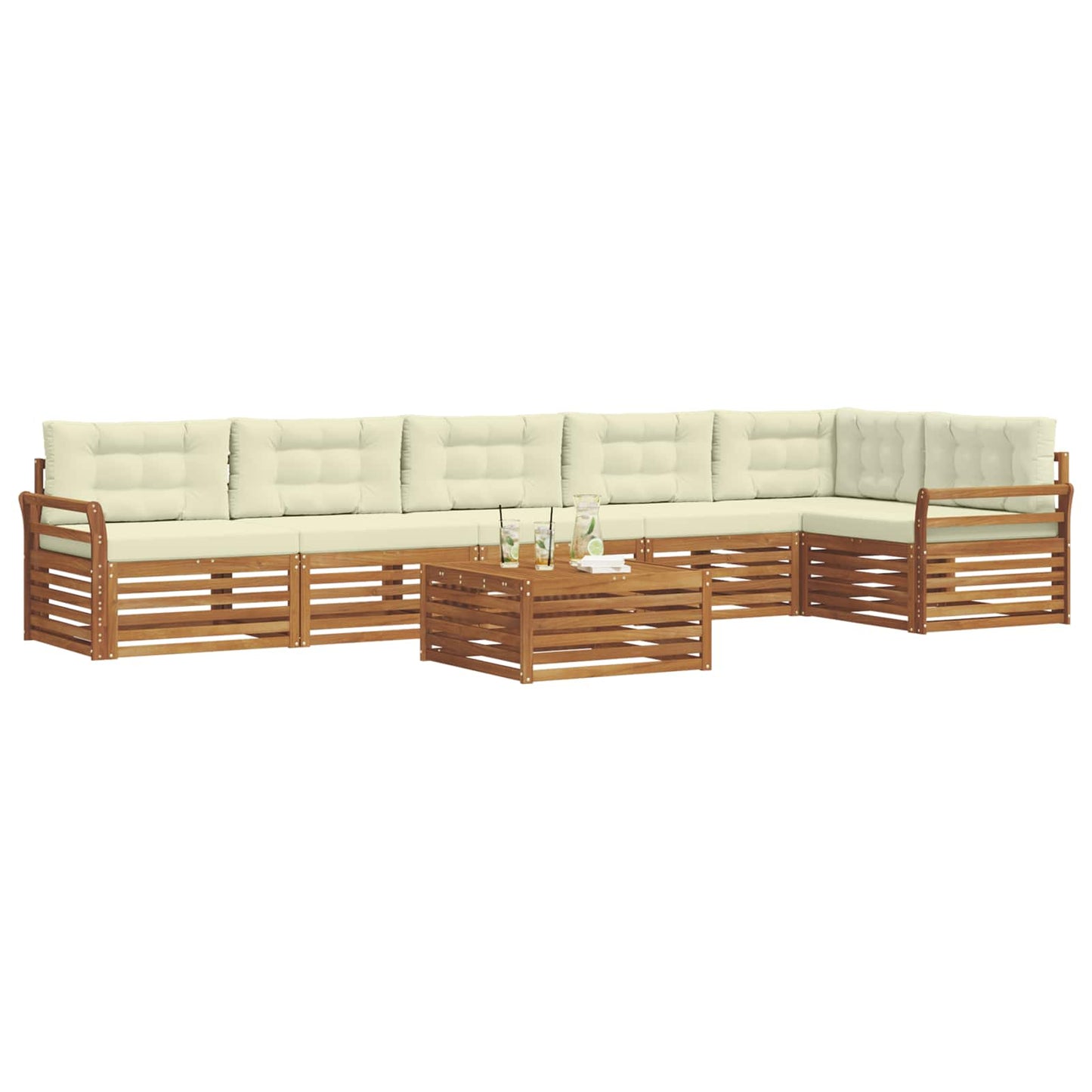 vidaXL Σειρά Καναπέ Εξωτερικού με μαξιλάρι 7 pcs Φυσικό και Κρέμα