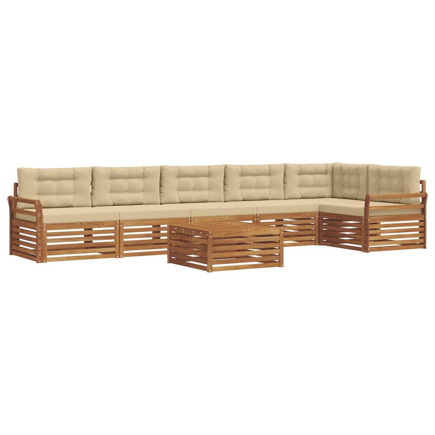 vidaXL Σειρά Καναπέ Εξωτερικού με μαξιλάρι 7 pcs Φυσικό και Μπεζ