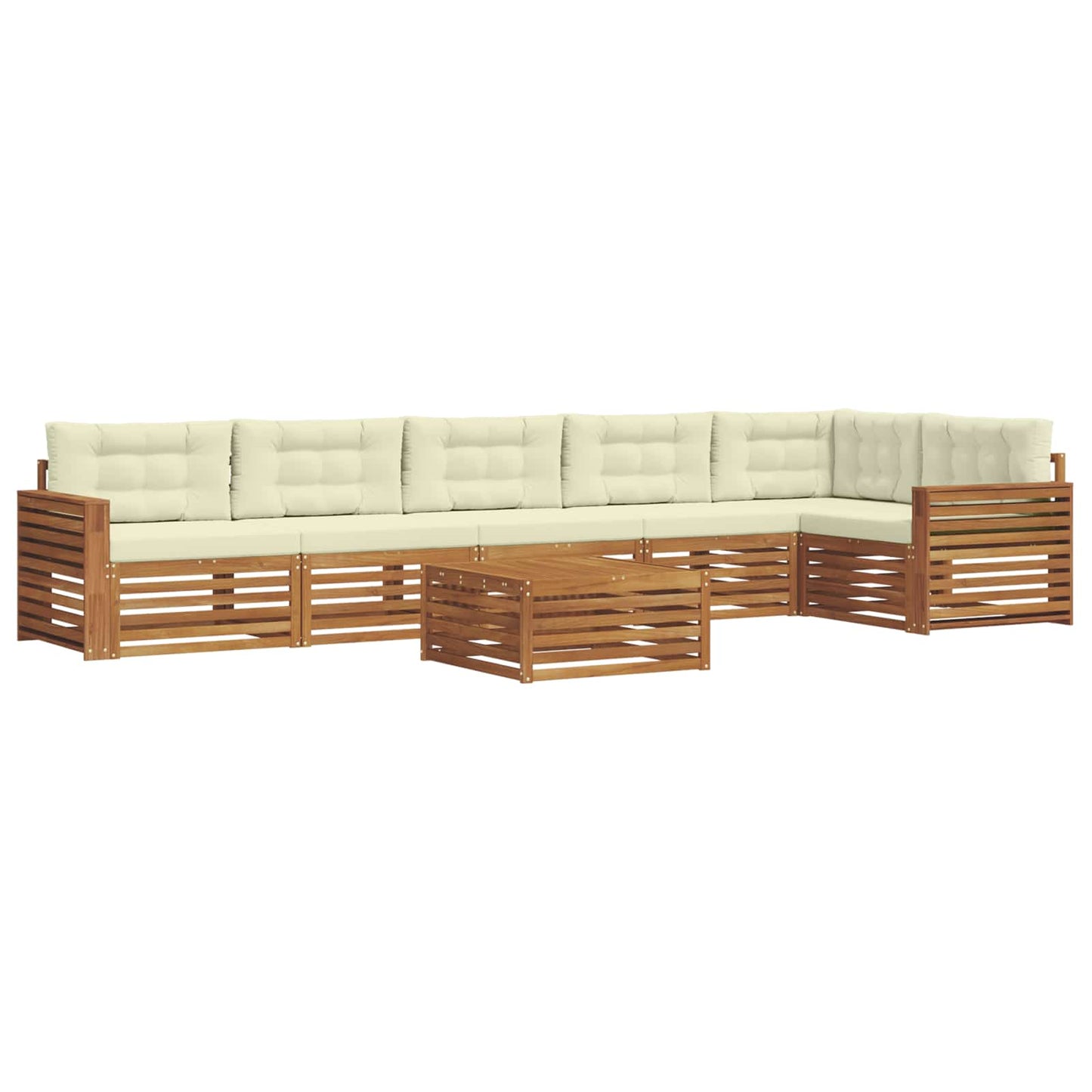 vidaXL Σειρά Καναπέ Εξωτερικού με μαξιλάρι 7 pcs Φυσικό και Κρέμα