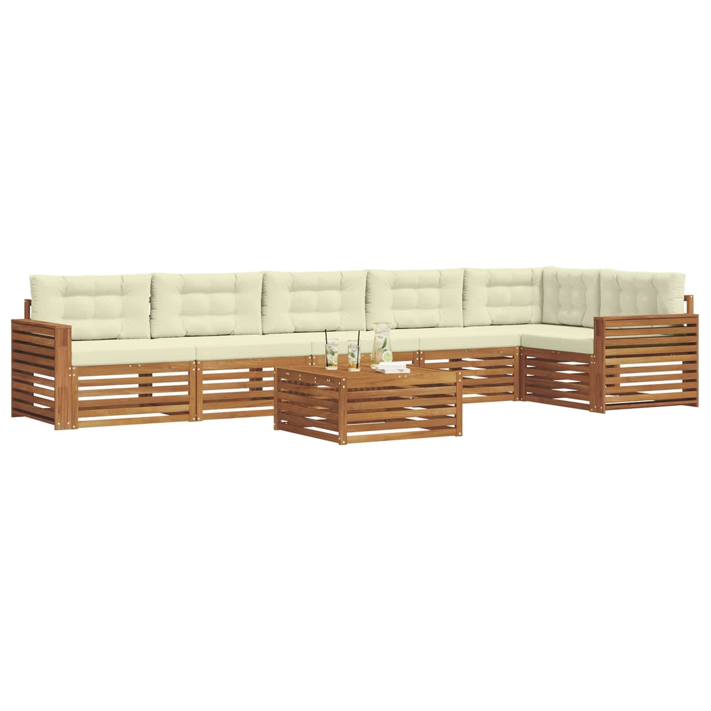 vidaXL Σειρά Καναπέ Εξωτερικού με μαξιλάρι 7 pcs Φυσικό και Κρέμα