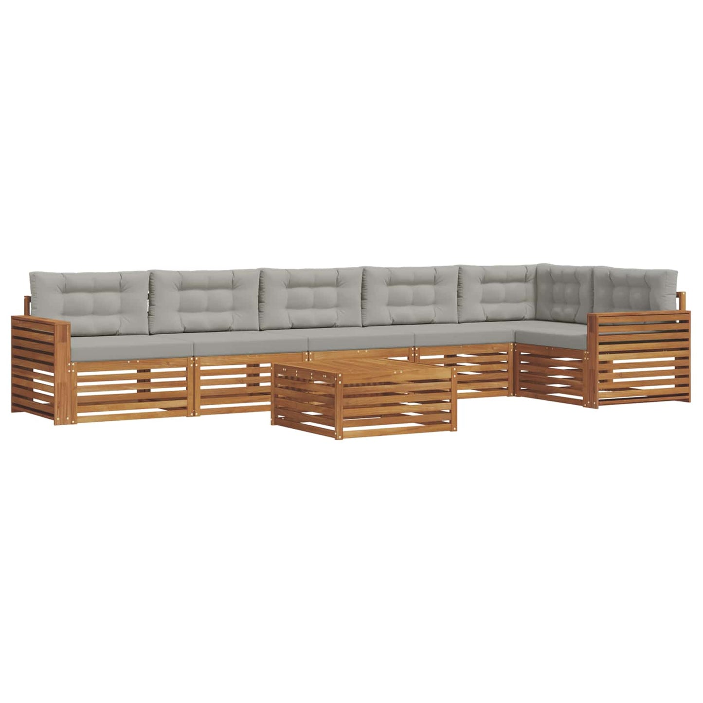 vidaXL Σειρά Καναπέ Εξωτερικού 7 pcs Φυσικό και Ανοιχτό Γκρι