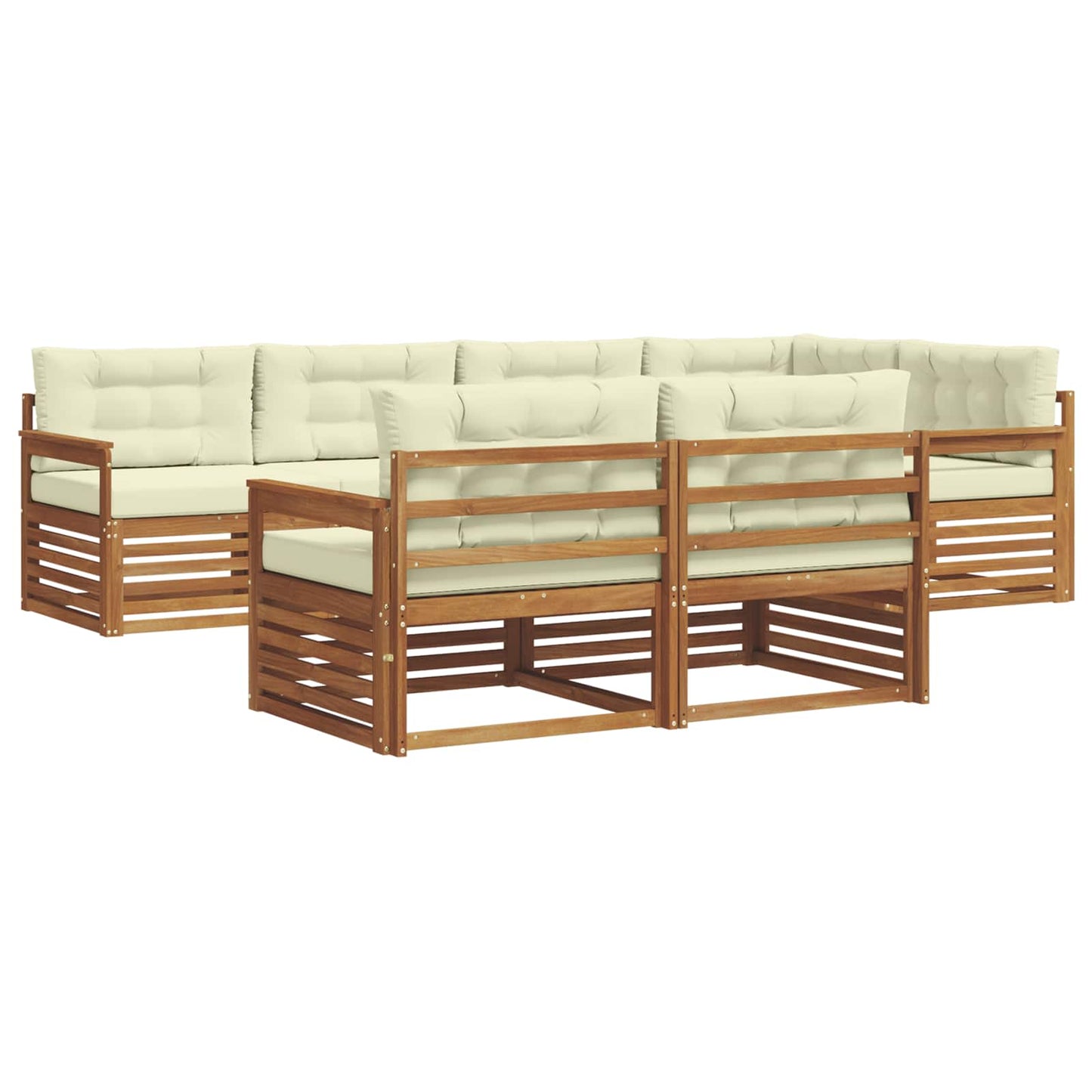 vidaXL Σειρά Καναπέ Εξωτερικού με μαξιλάρι 7 pcs Φυσικό και Κρέμα