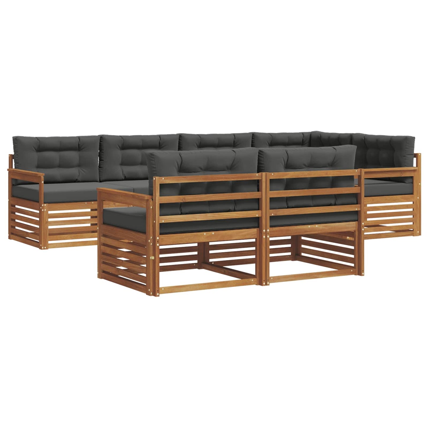 vidaXL Σειρά Καναπέ Εξωτερικού με μαξιλάρι 7 pcs Φυσικό και Ανθρακί
