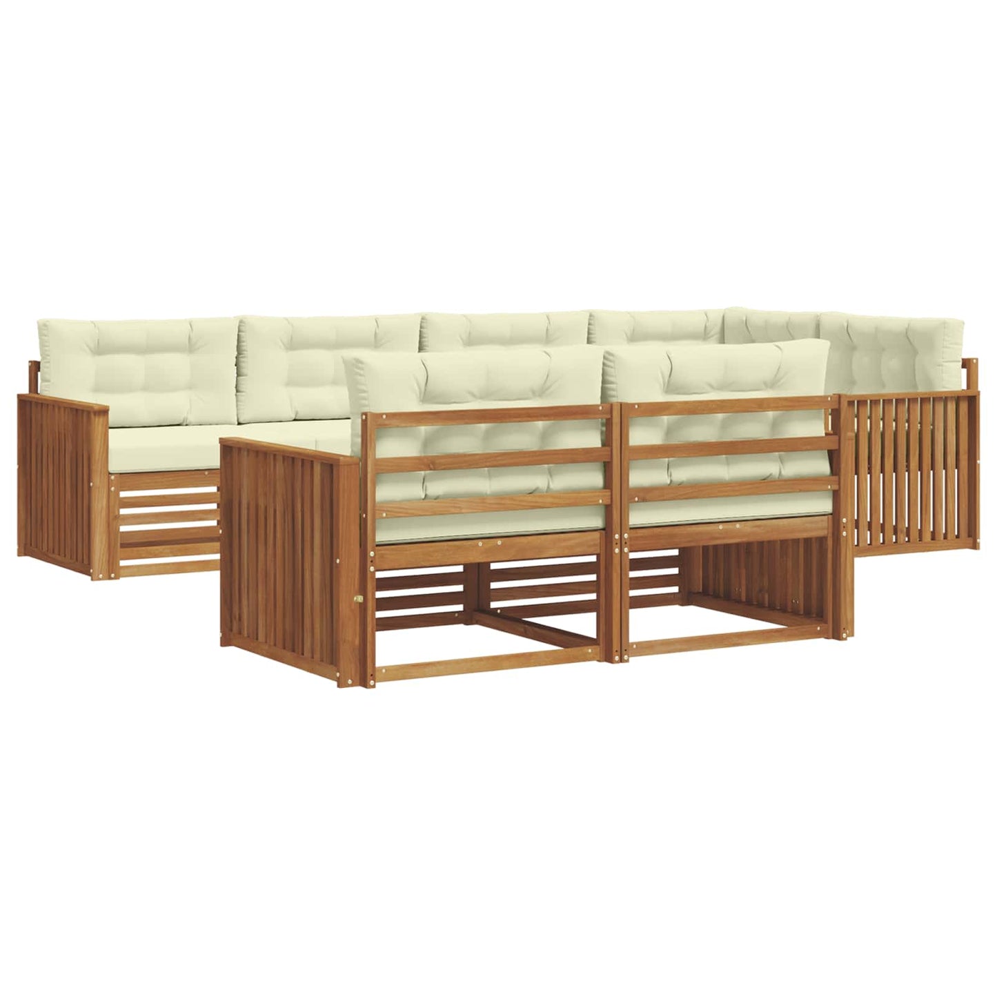 vidaXL Σειρά Καναπέ Εξωτερικού με μαξιλάρι 7 pcs Φυσικό και Κρέμα