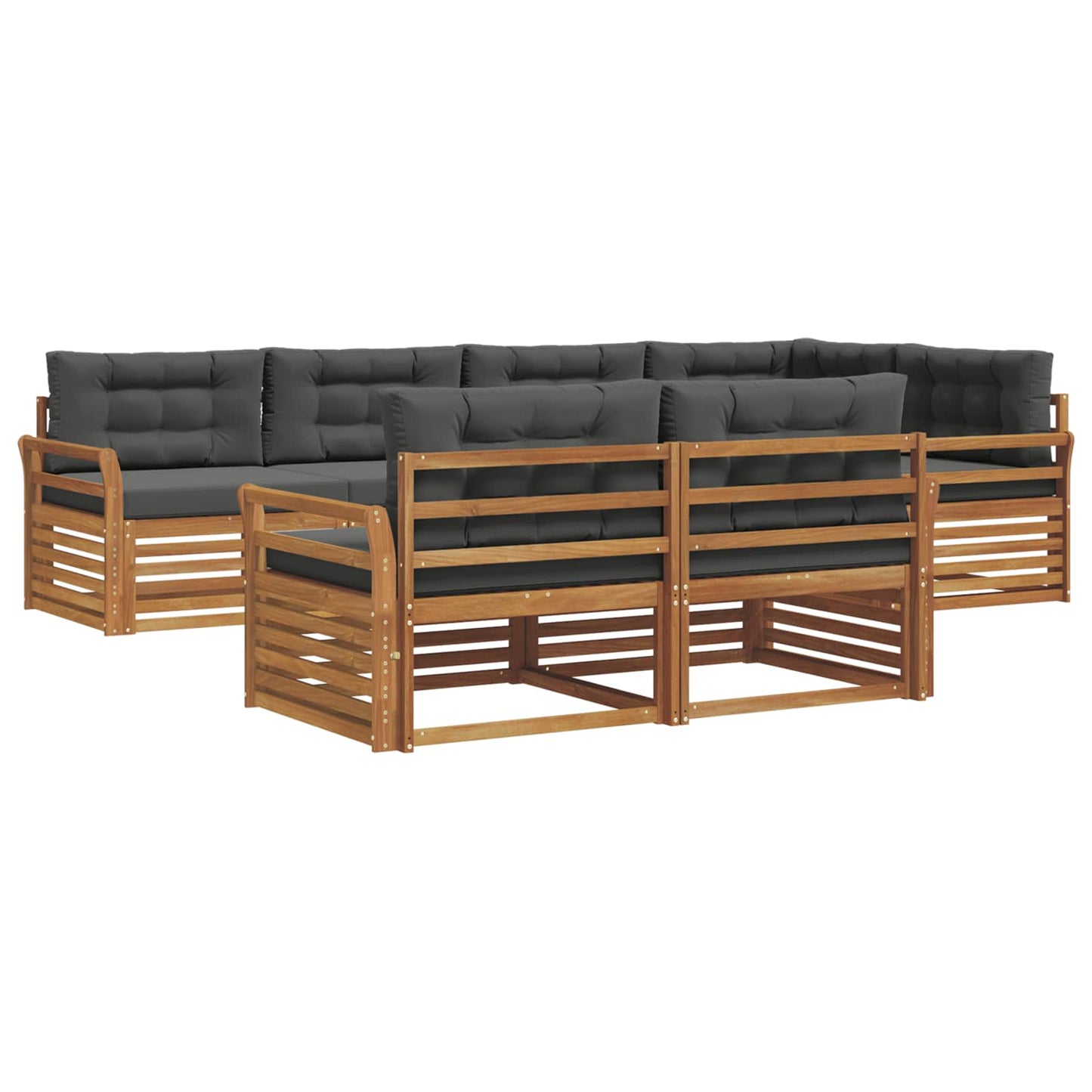 vidaXL Σειρά Καναπέ Εξωτερικού με μαξιλάρι 7 pcs Φυσικό και Ανθρακί