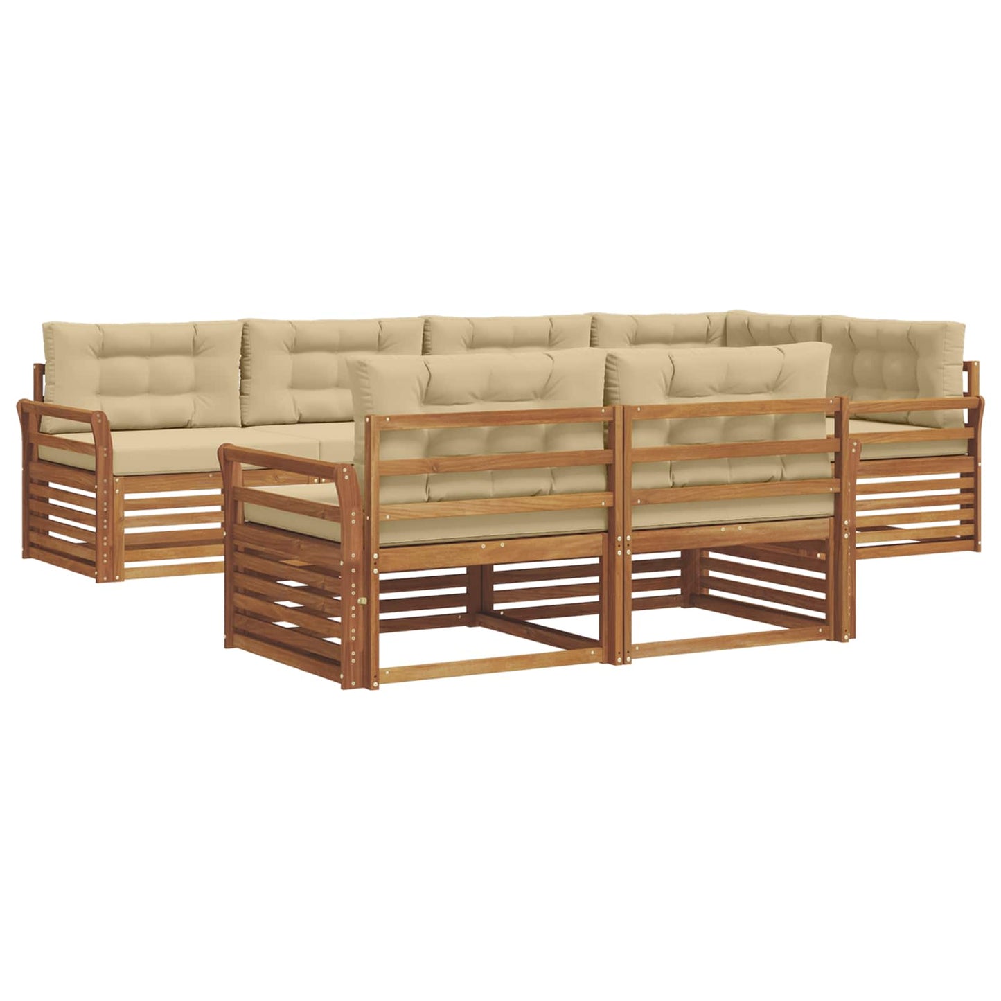 vidaXL Σειρά Καναπέ Εξωτερικού με μαξιλάρι 7 pcs Φυσικό και Μπεζ