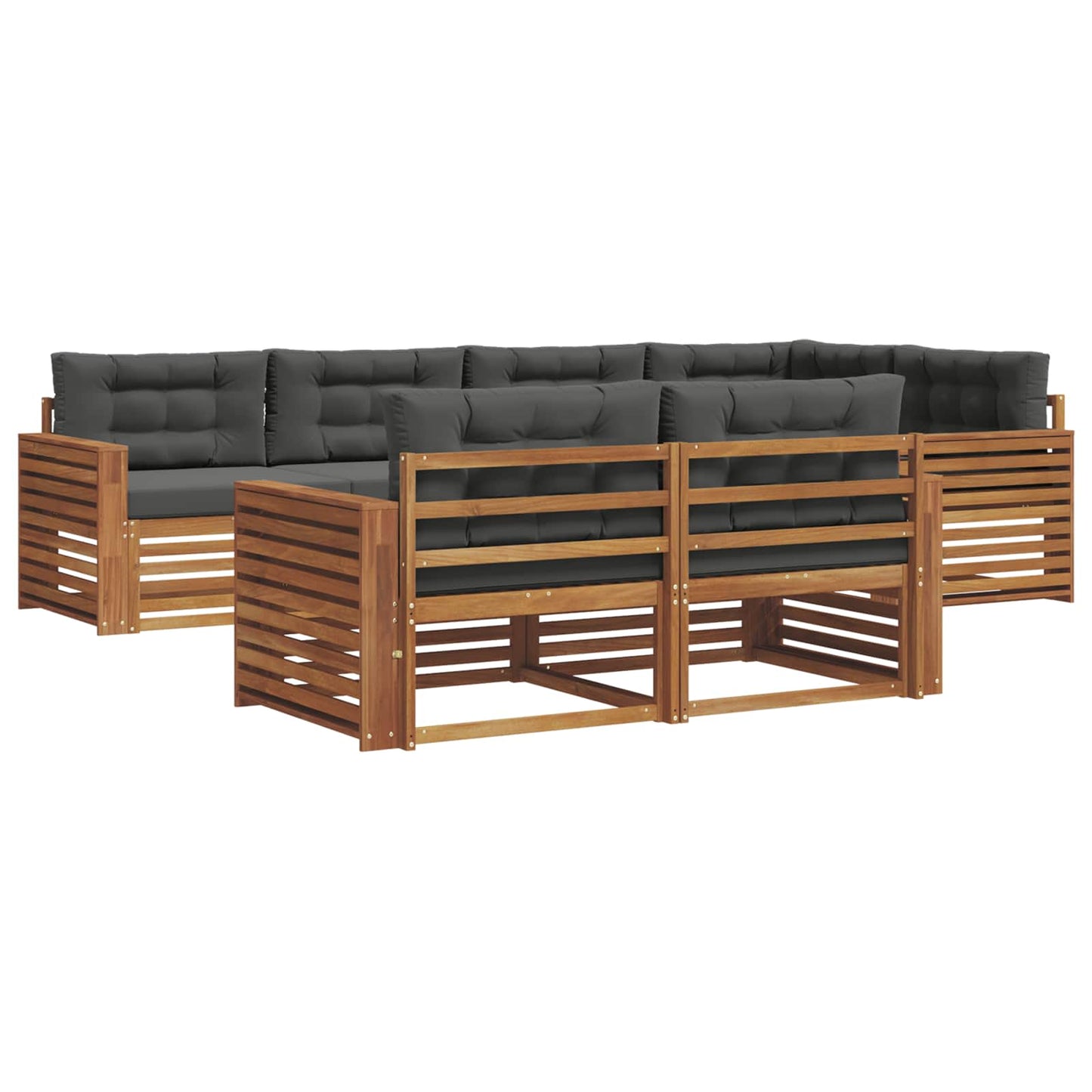 vidaXL Σειρά Καναπέ Εξωτερικού με μαξιλάρι 7 pcs Φυσικό και Ανθρακί